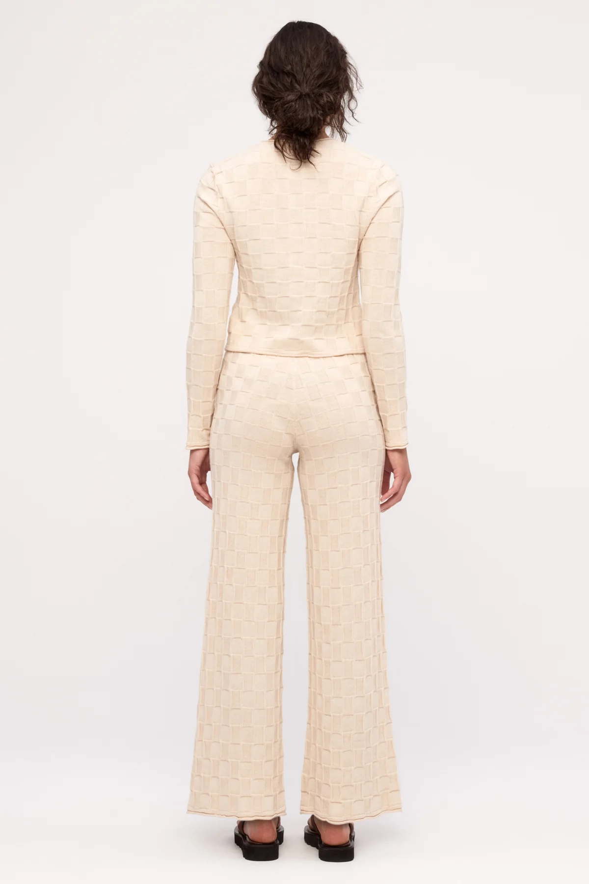 Basketweave Knit Cardigan - Natural - Image 5