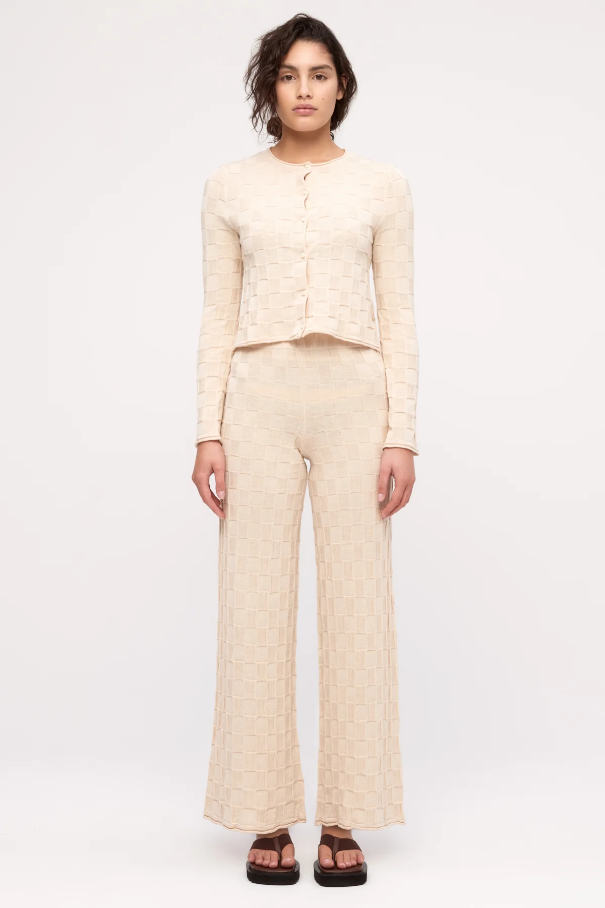 Basketweave Knit Pant - Natural