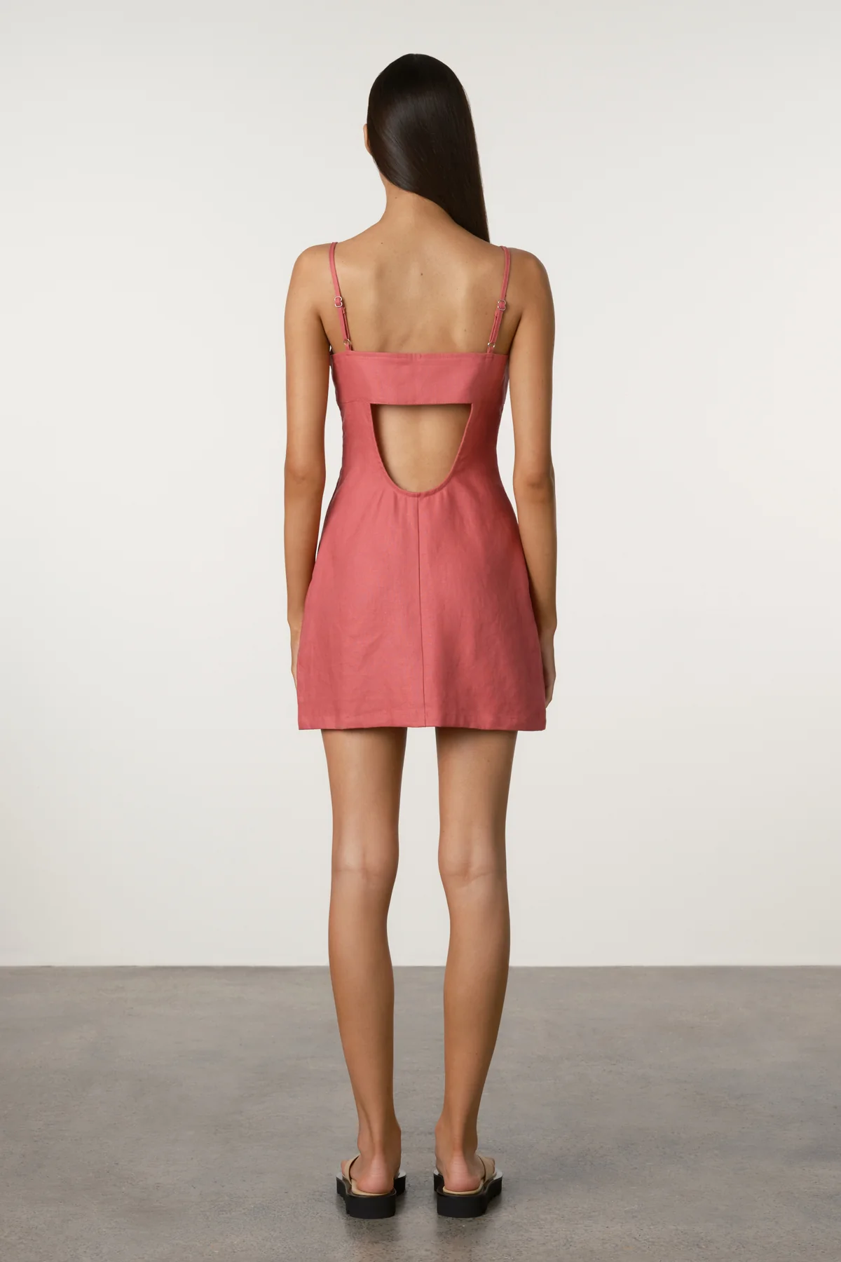 Linen Mini Dress - Berry - Image 3