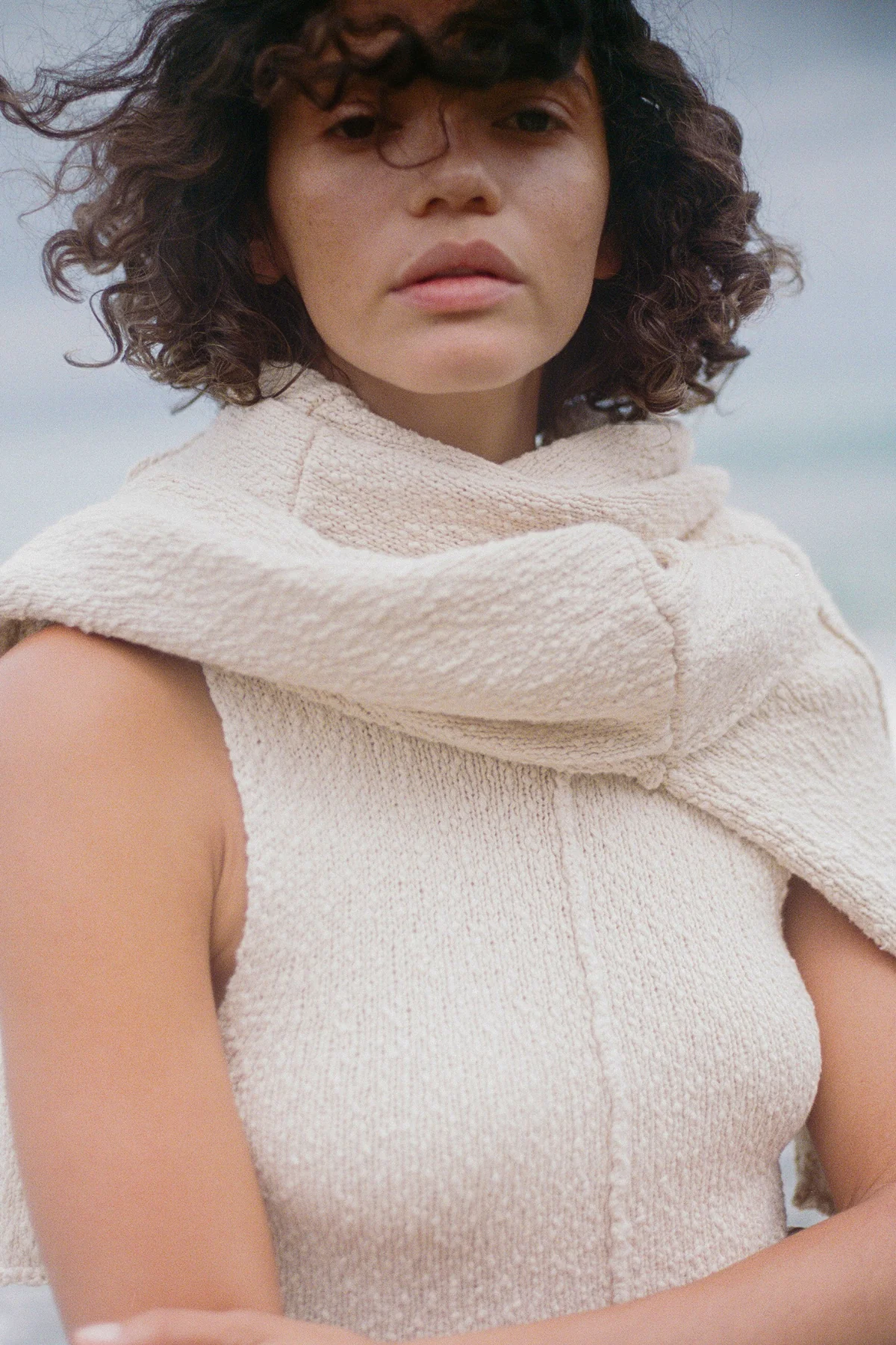 Boucle Knit Mini Dress - Coconut - Image 2