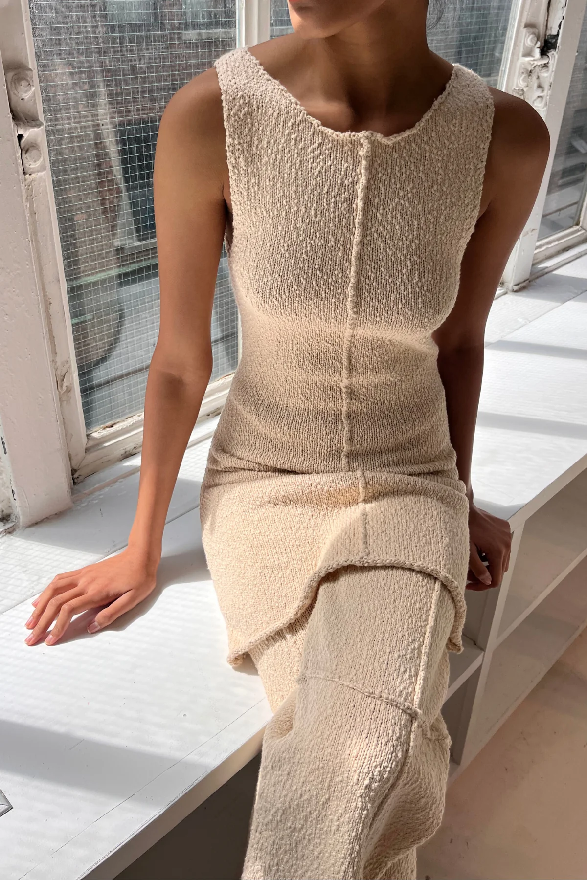 Boucle Knit Mini Dress - Coconut - Image 6