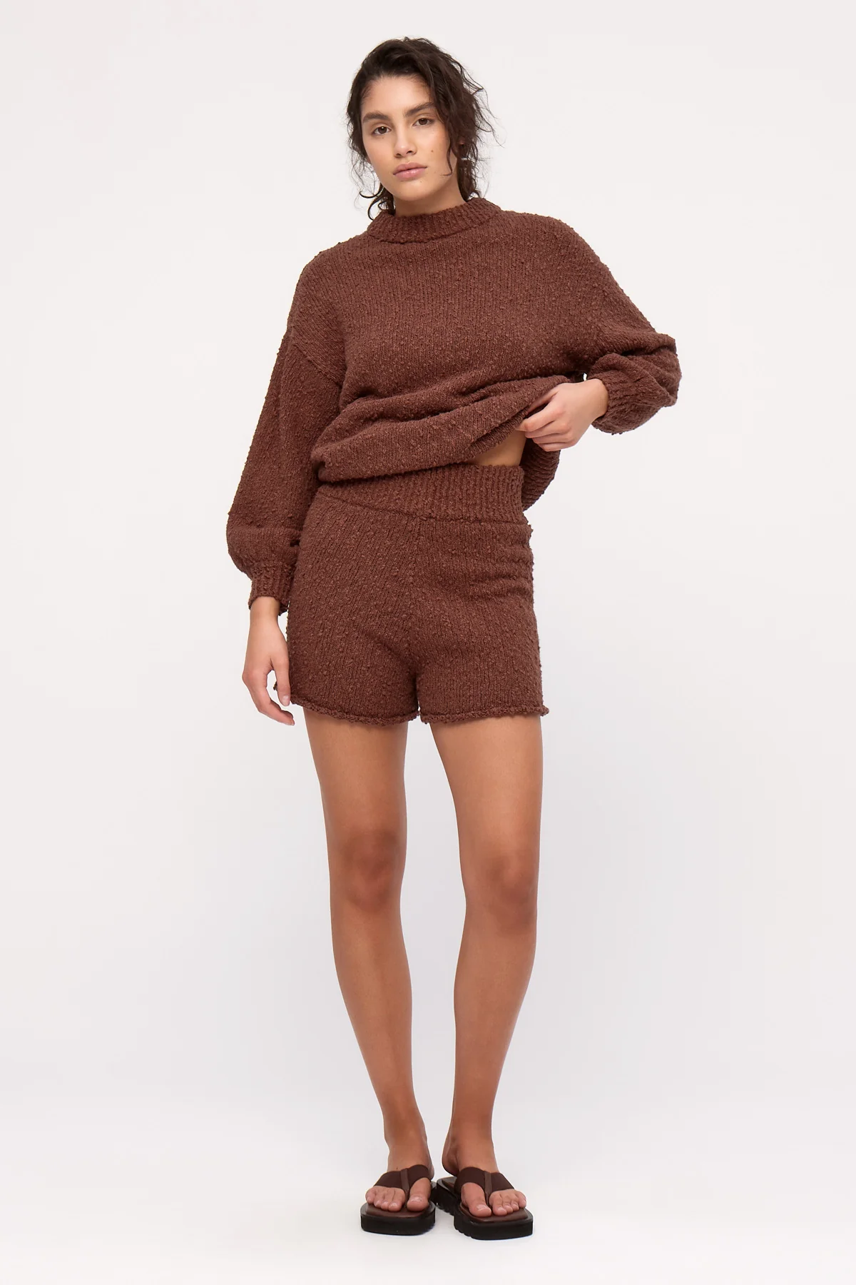 Boucle Knit Short - Carob