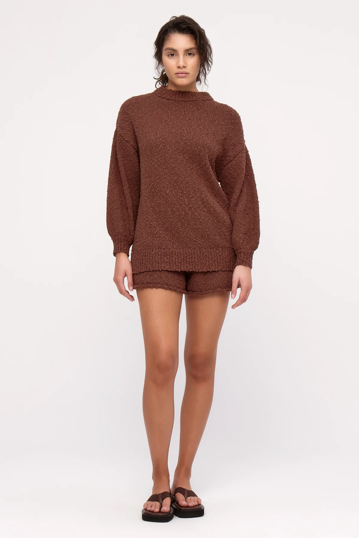 Boucle Knit Short - Carob - Image 2