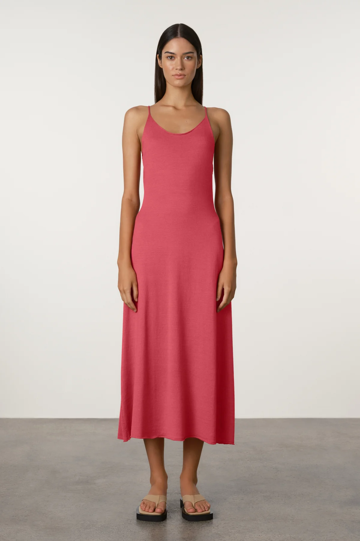 Cotton Blend Knit Tie Dress - Berry
