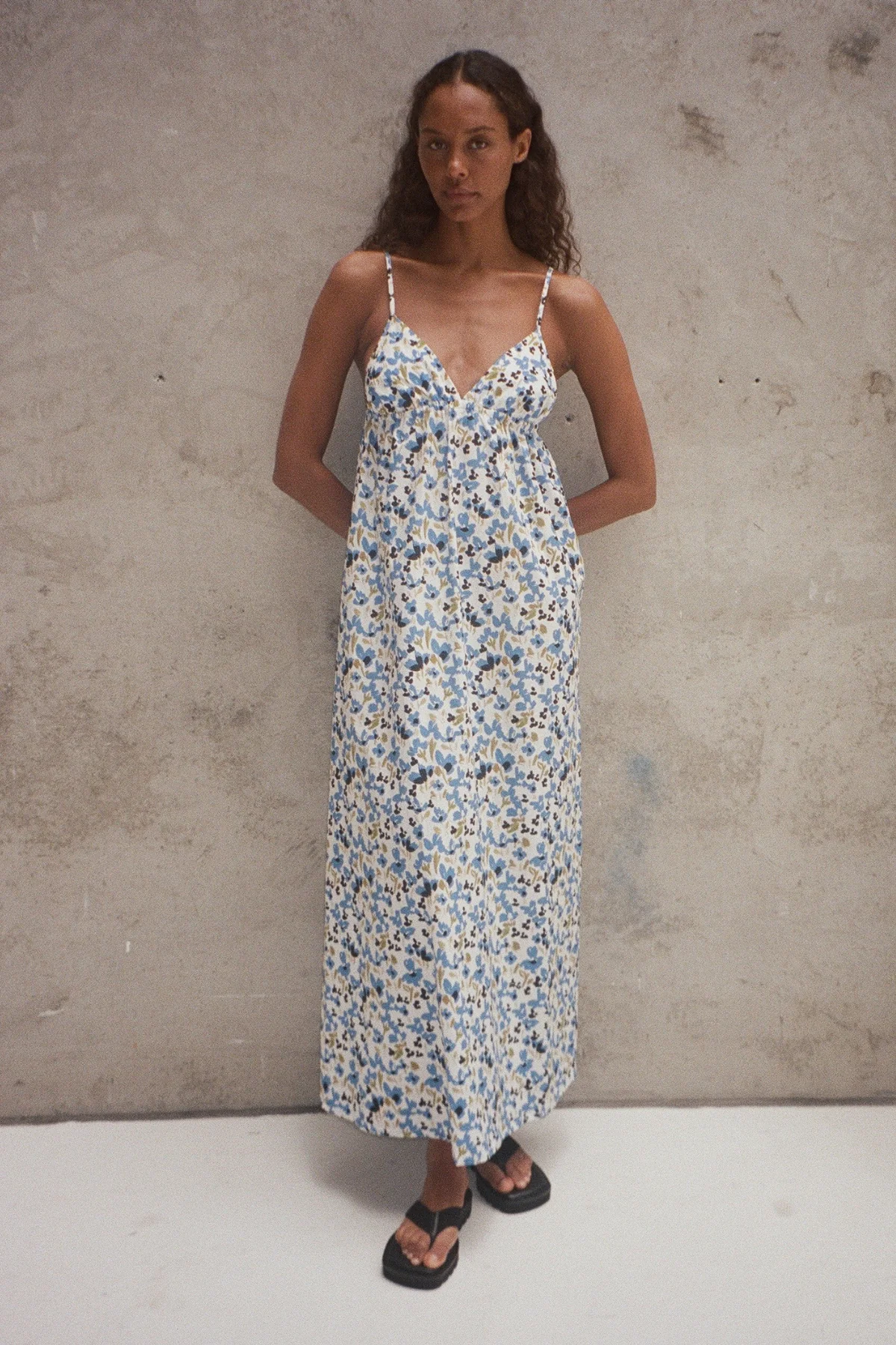 Cotton Dress - Blue Floral - Image 3