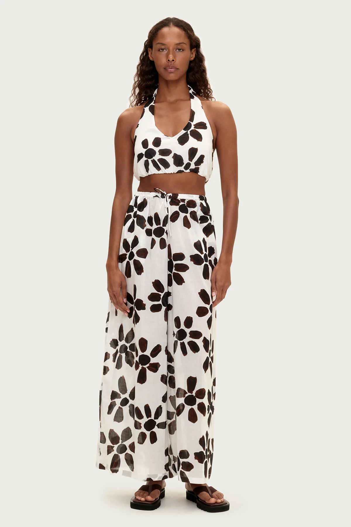Cotton Halter Top - Chocolate Flower - Image 2