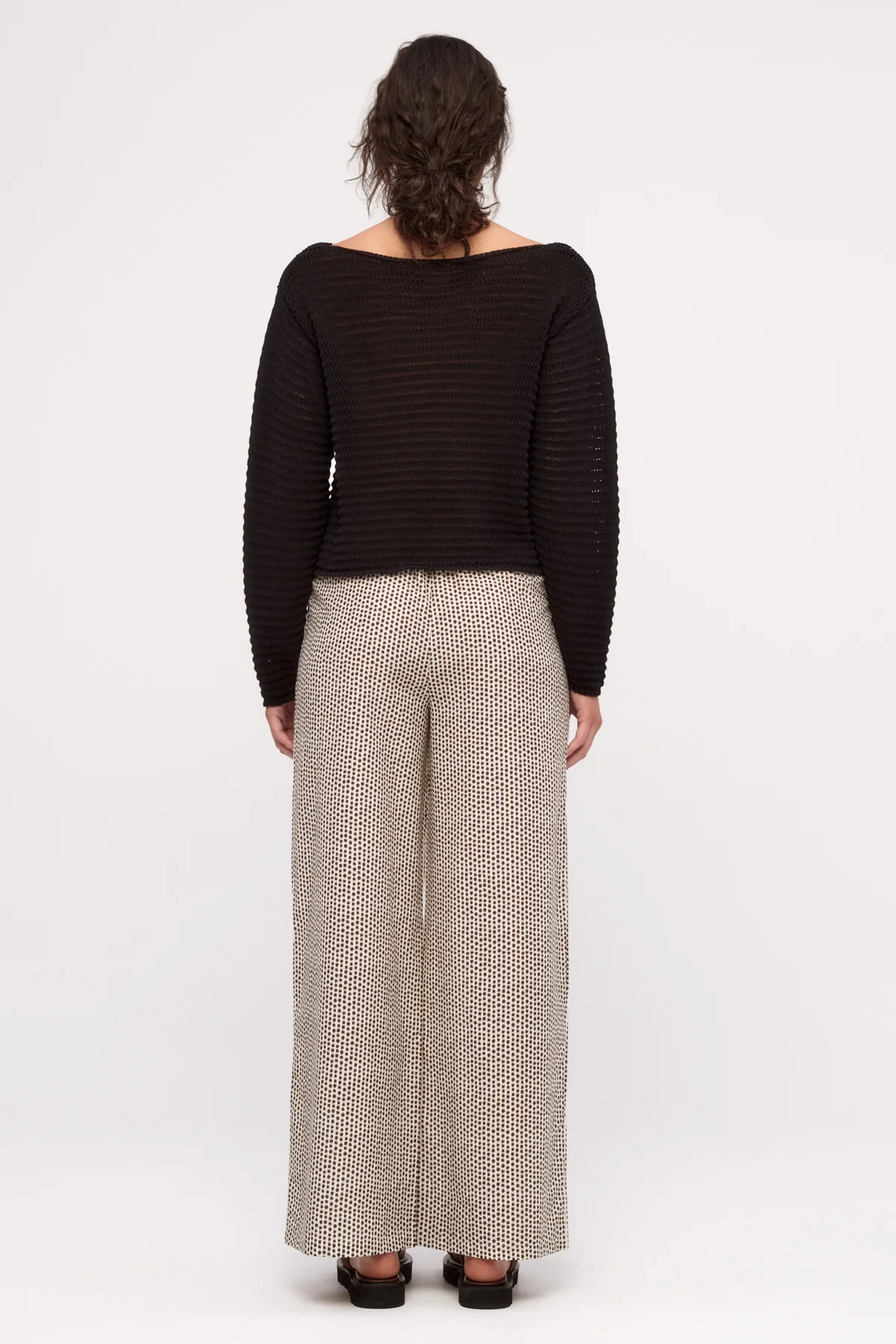 Cotton Lattice Knit Top - Black - Image 6
