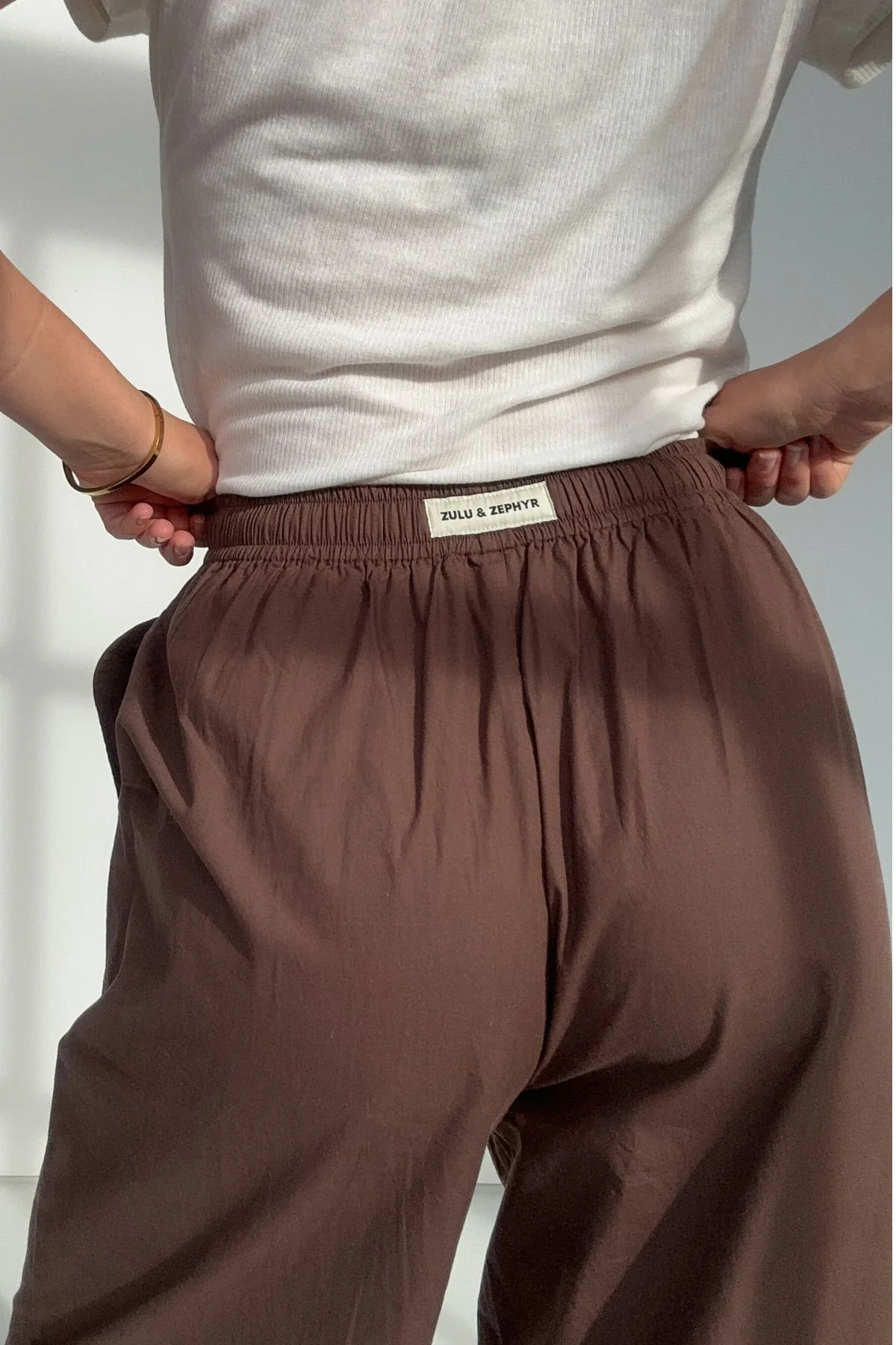 Cotton Poplin Pant - Brown - Image 2