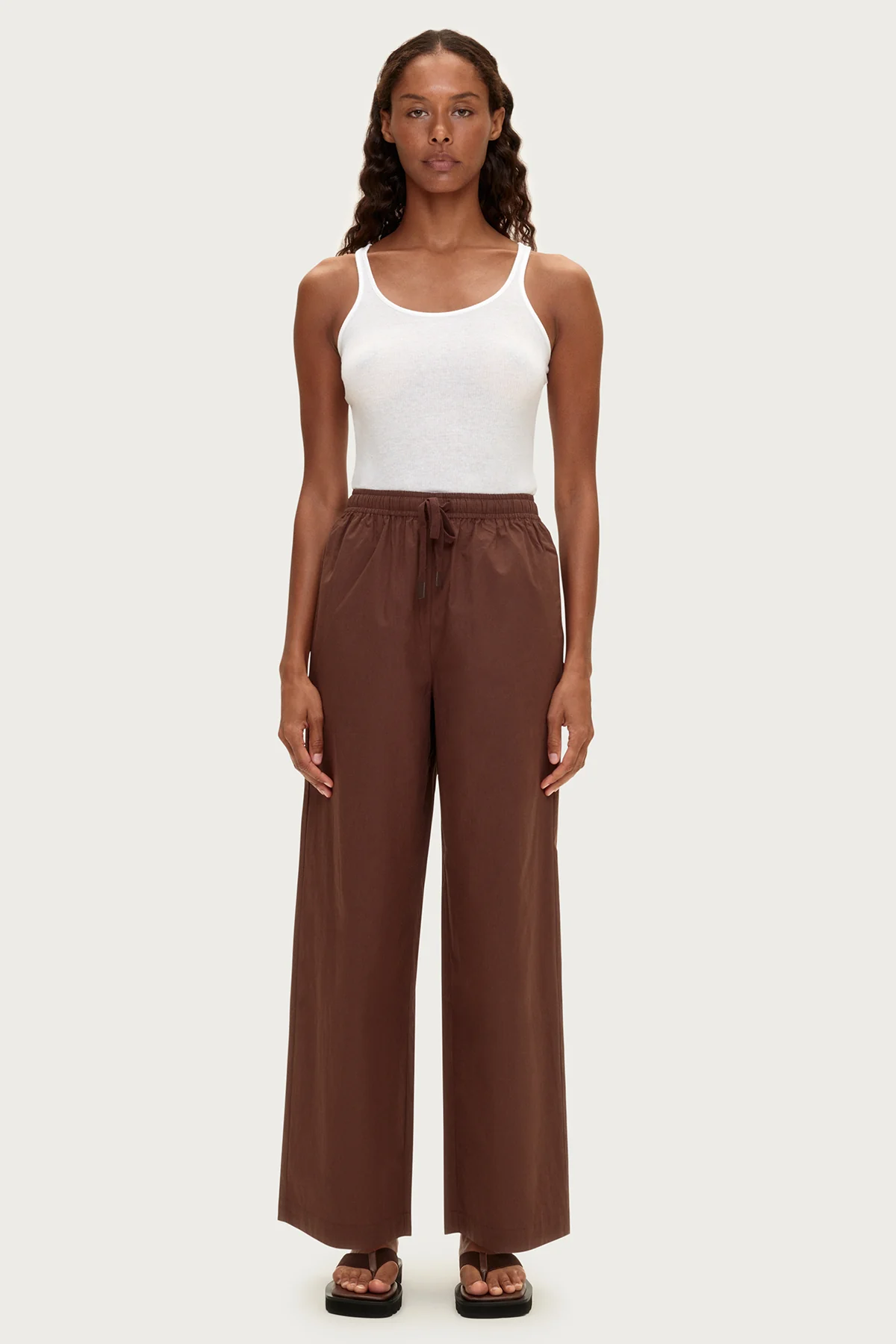 Cotton Poplin Pant - Brown - Image 3