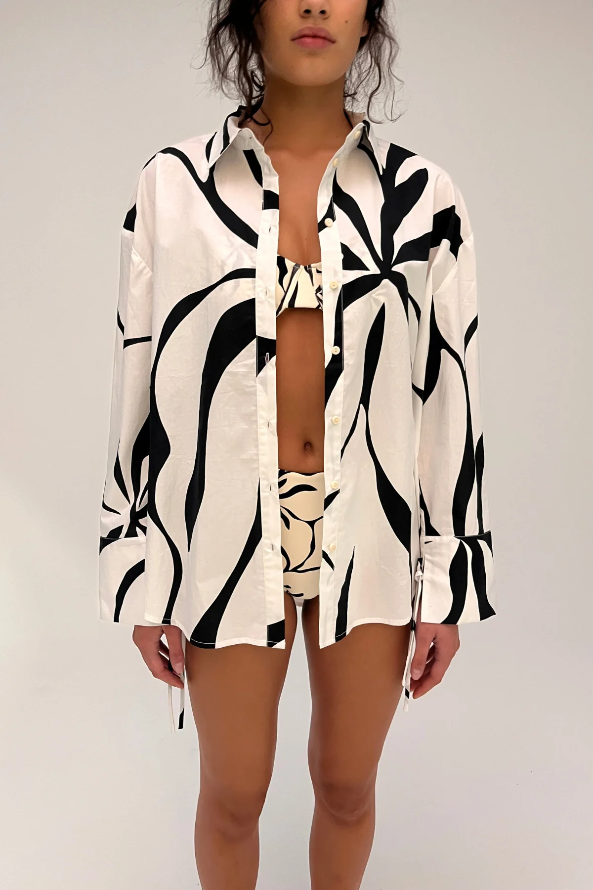 Cotton Shirt - Cream Flower - Image 5