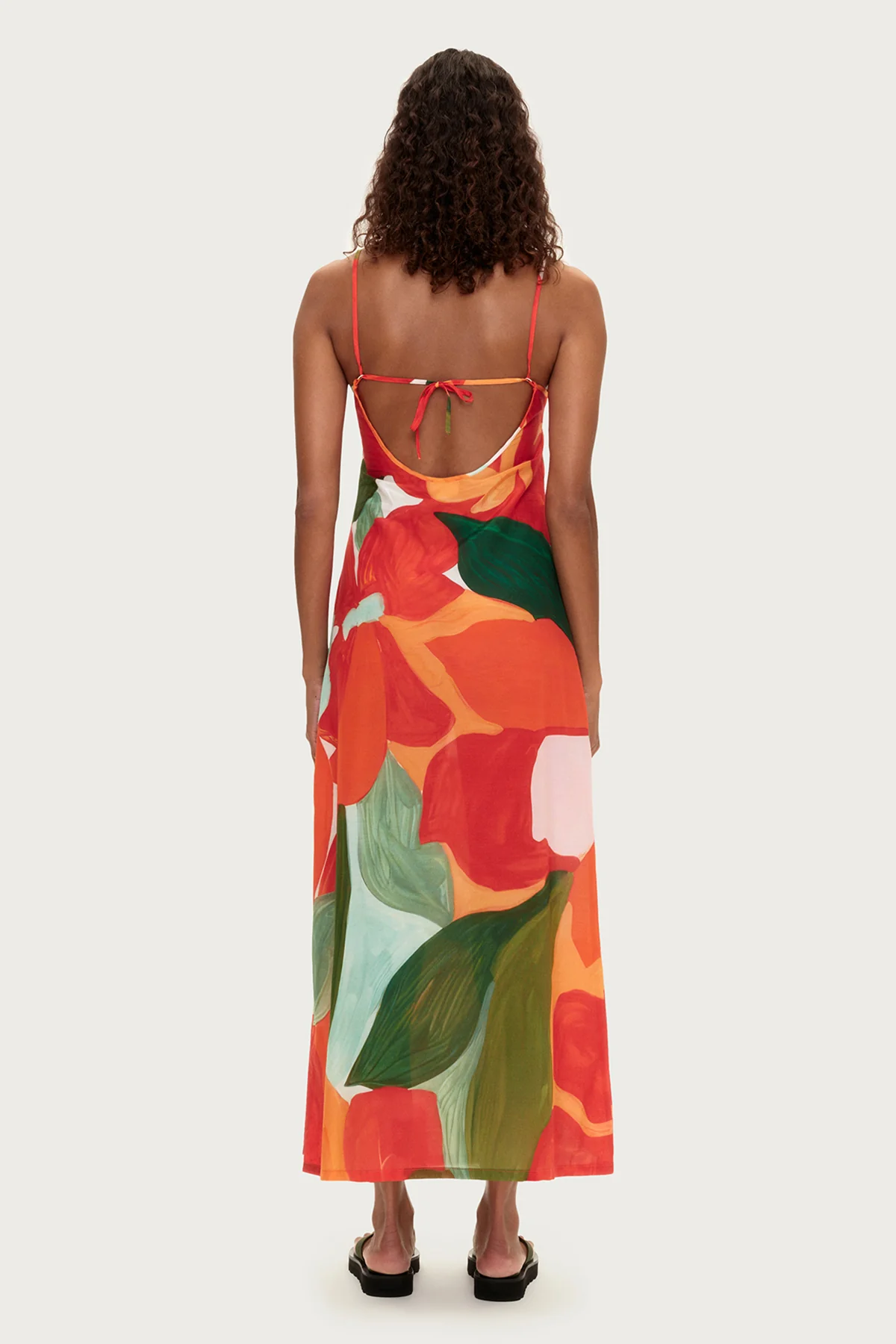 Cotton Silk Dress - Red Floral - Image 4