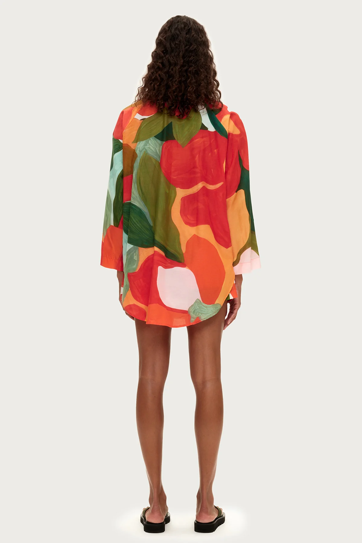 Cotton Silk Shirt - Red Floral - Image 4