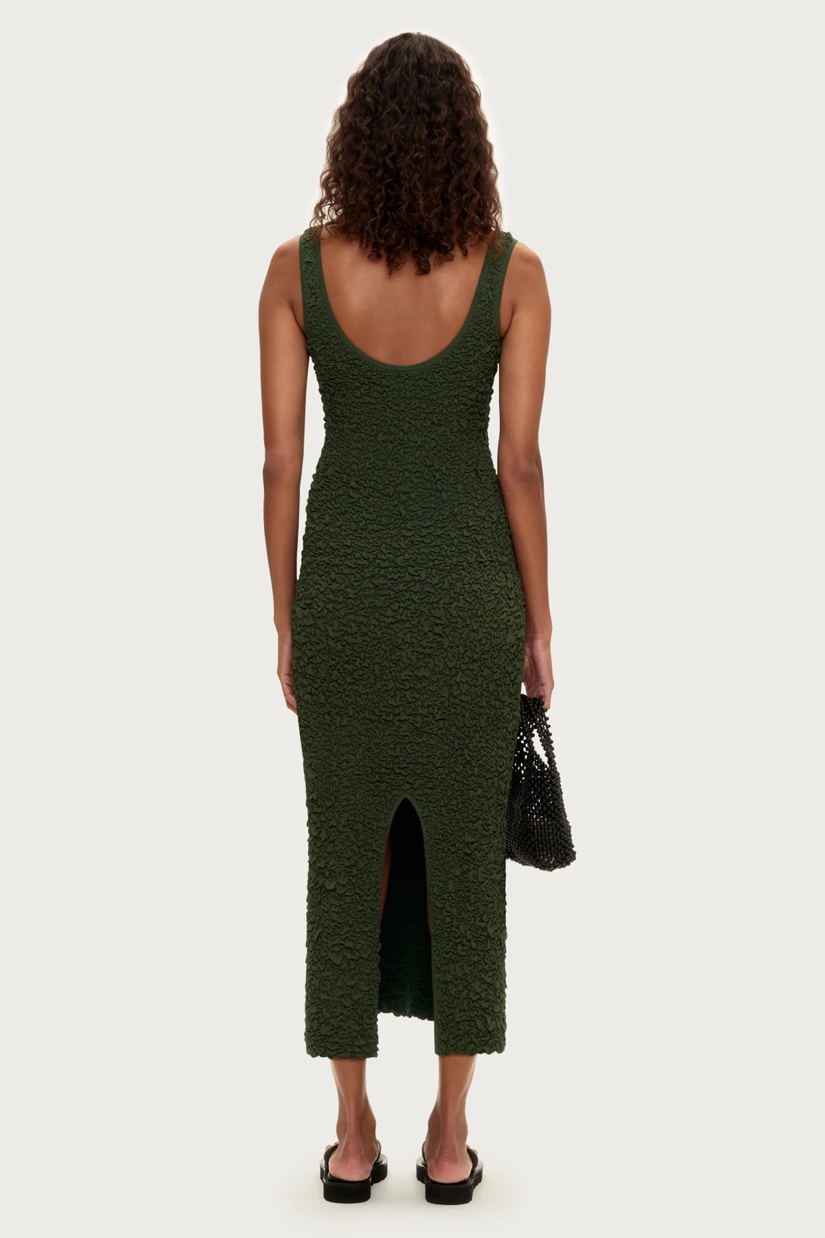 Crinkle Knit Dress - Tallow Green - Image 5