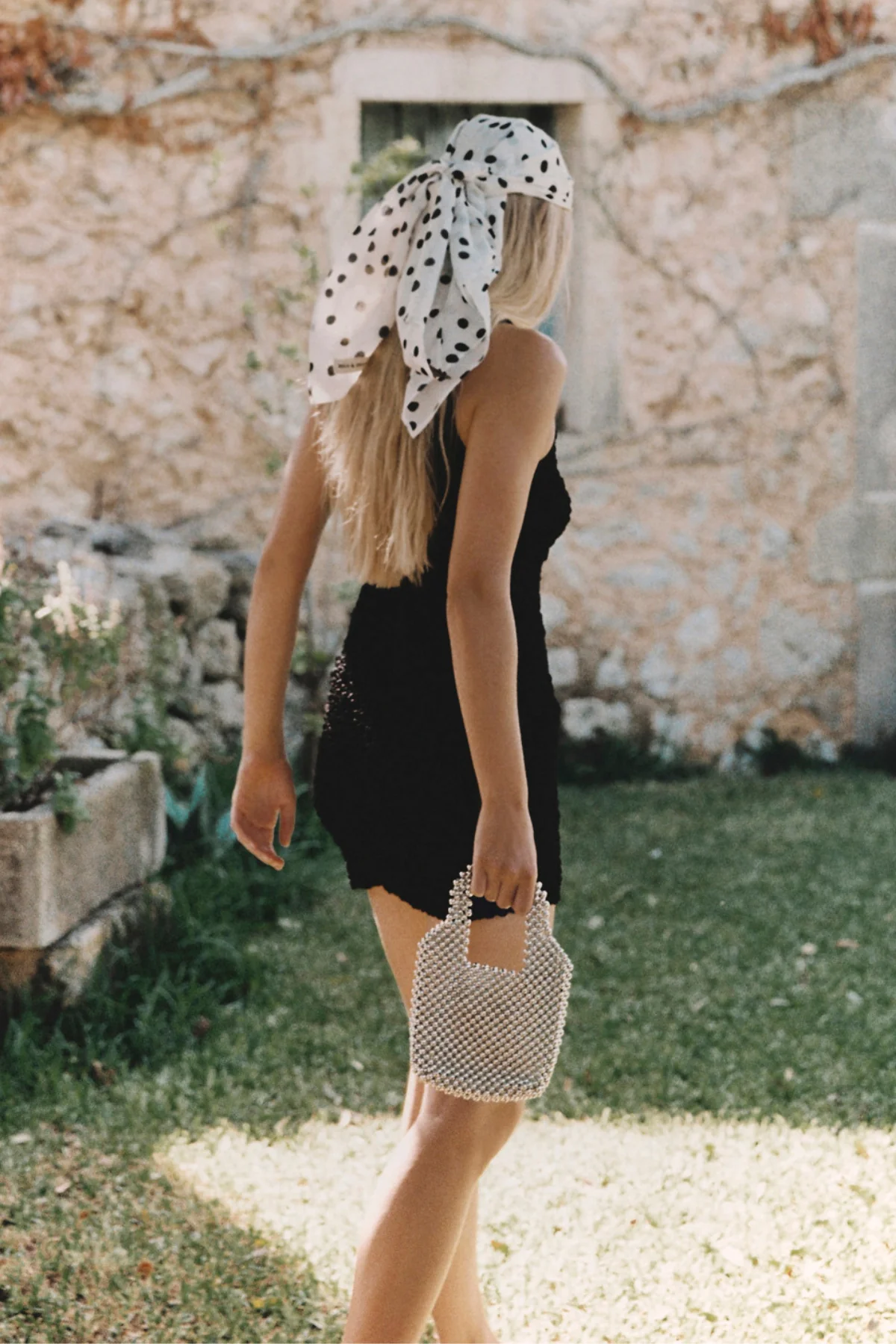 Crinkle Knit Mini Dress - Black - Image 4