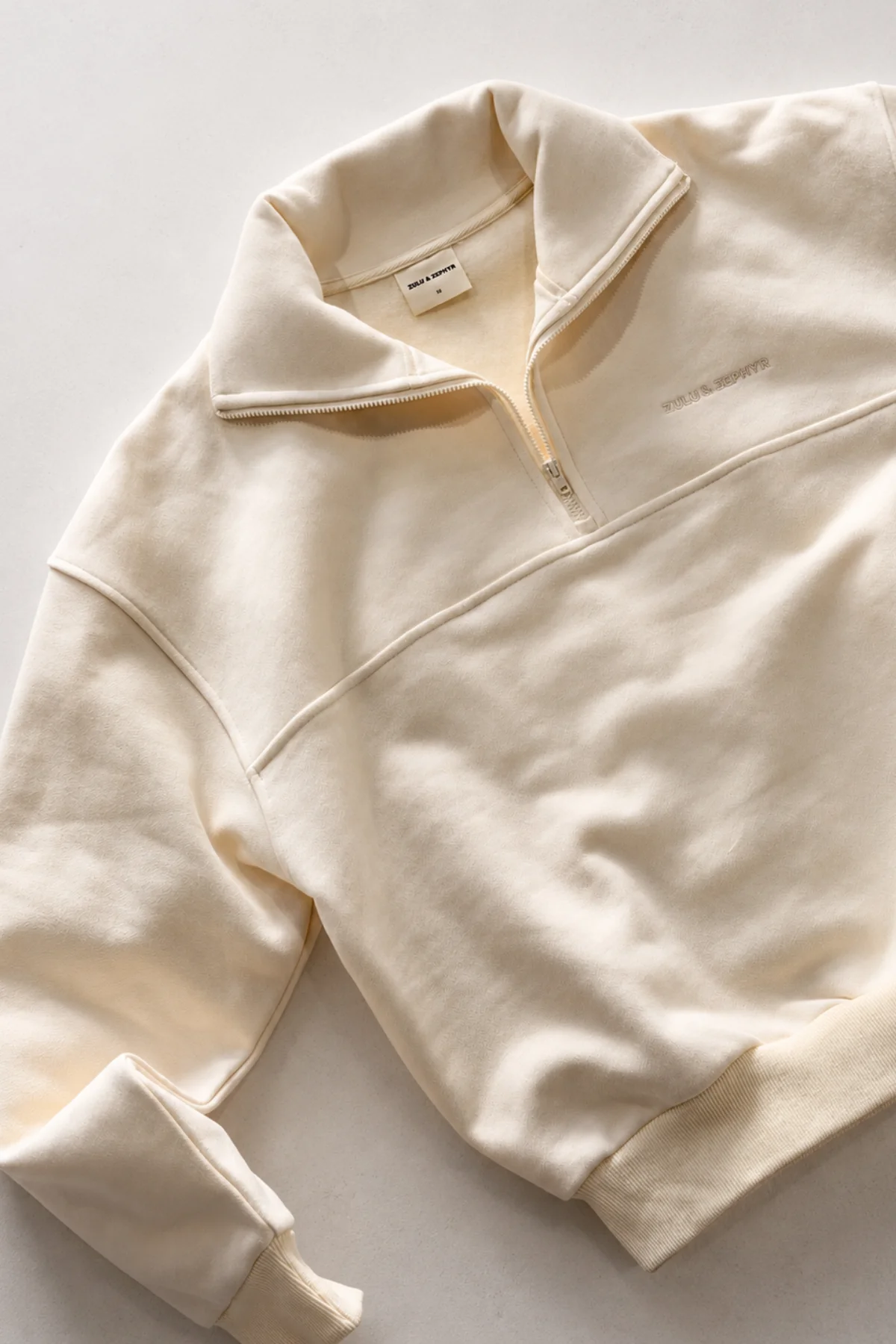 Fleece Sport Sweat Shirt - Cream - Image 2