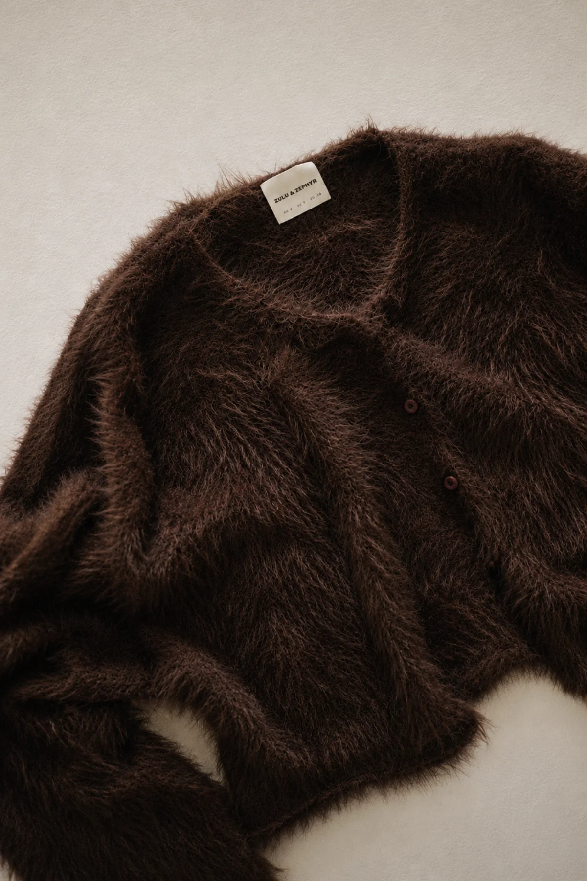 Fluffy Knit Cardigan - Chocolate
