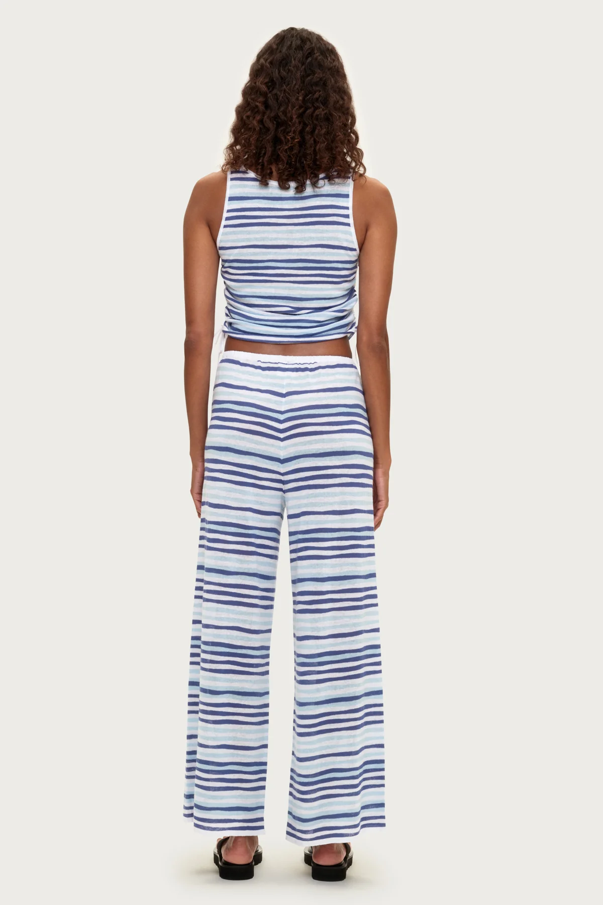 Gathered Knit Tank - Blue Stripe - Image 4