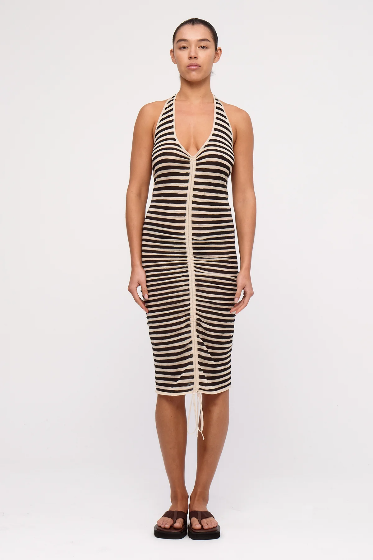 Halter Knit Dress - Black Stripe - Image 5