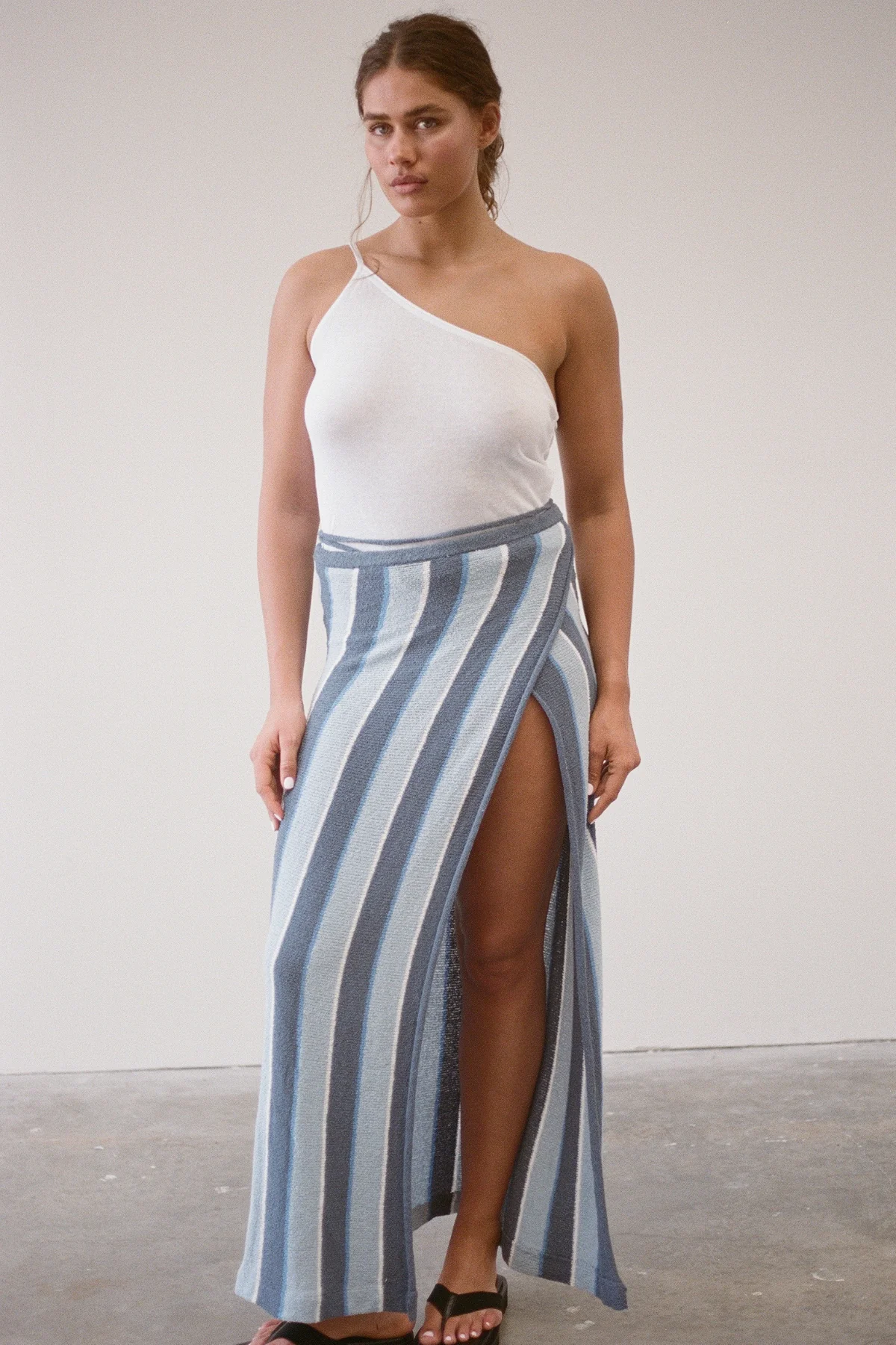 Horizon Stripe Organic Cotton Knit Wrap Skirt - Image 3