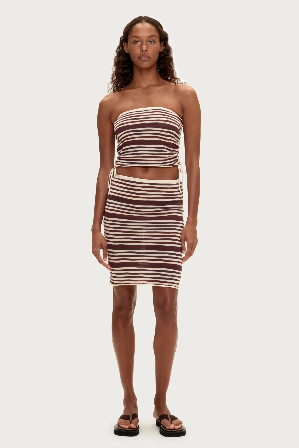 Knit Bandeau Top - Chocolate Stripe - Image 5