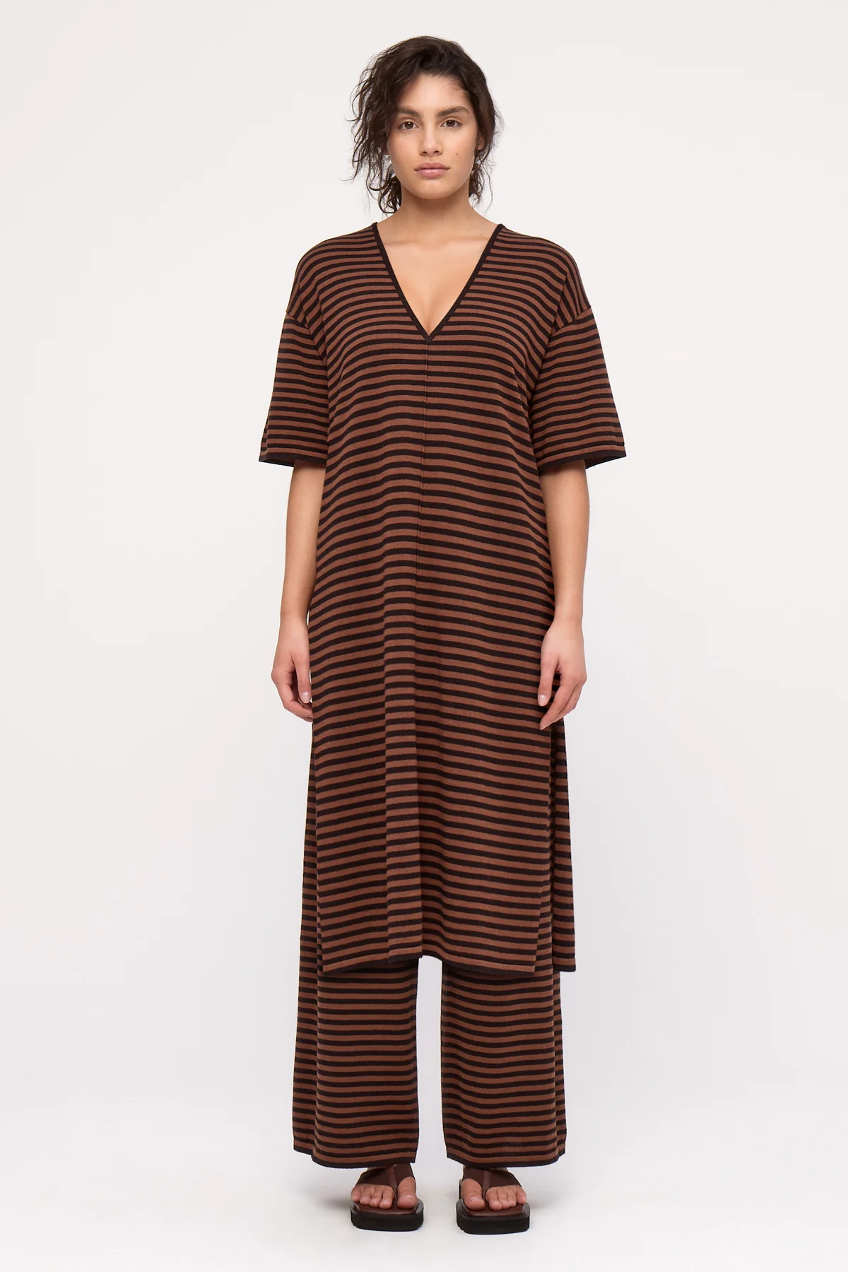 Knit Dress - Brown Stripe - Image 2