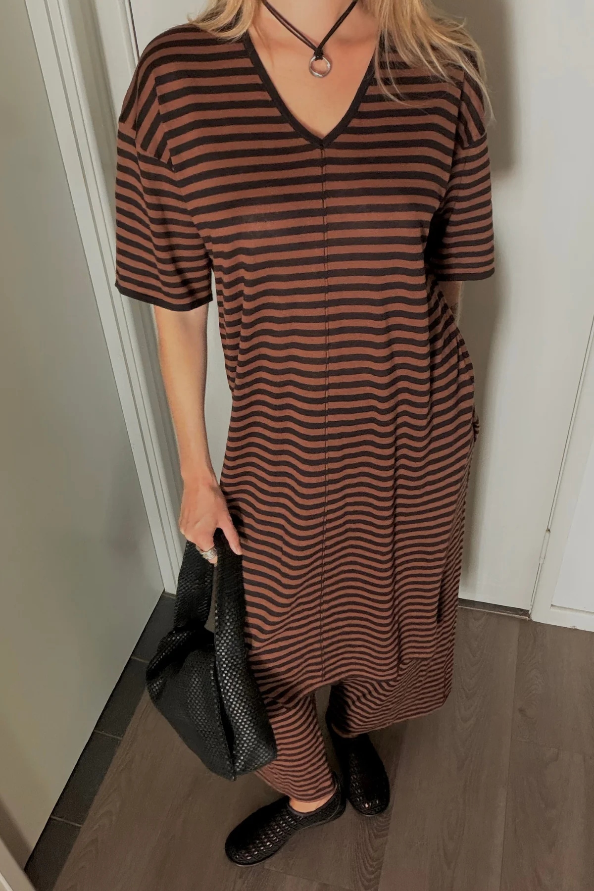 Knit Dress - Brown Stripe - Image 3