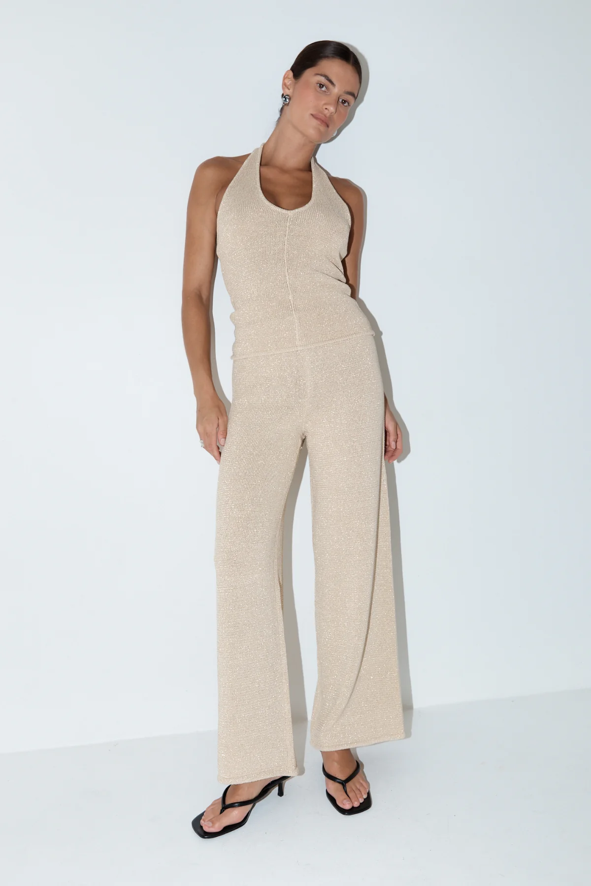 La Isla Lurex Knit Halter Top - Gold - Image 6