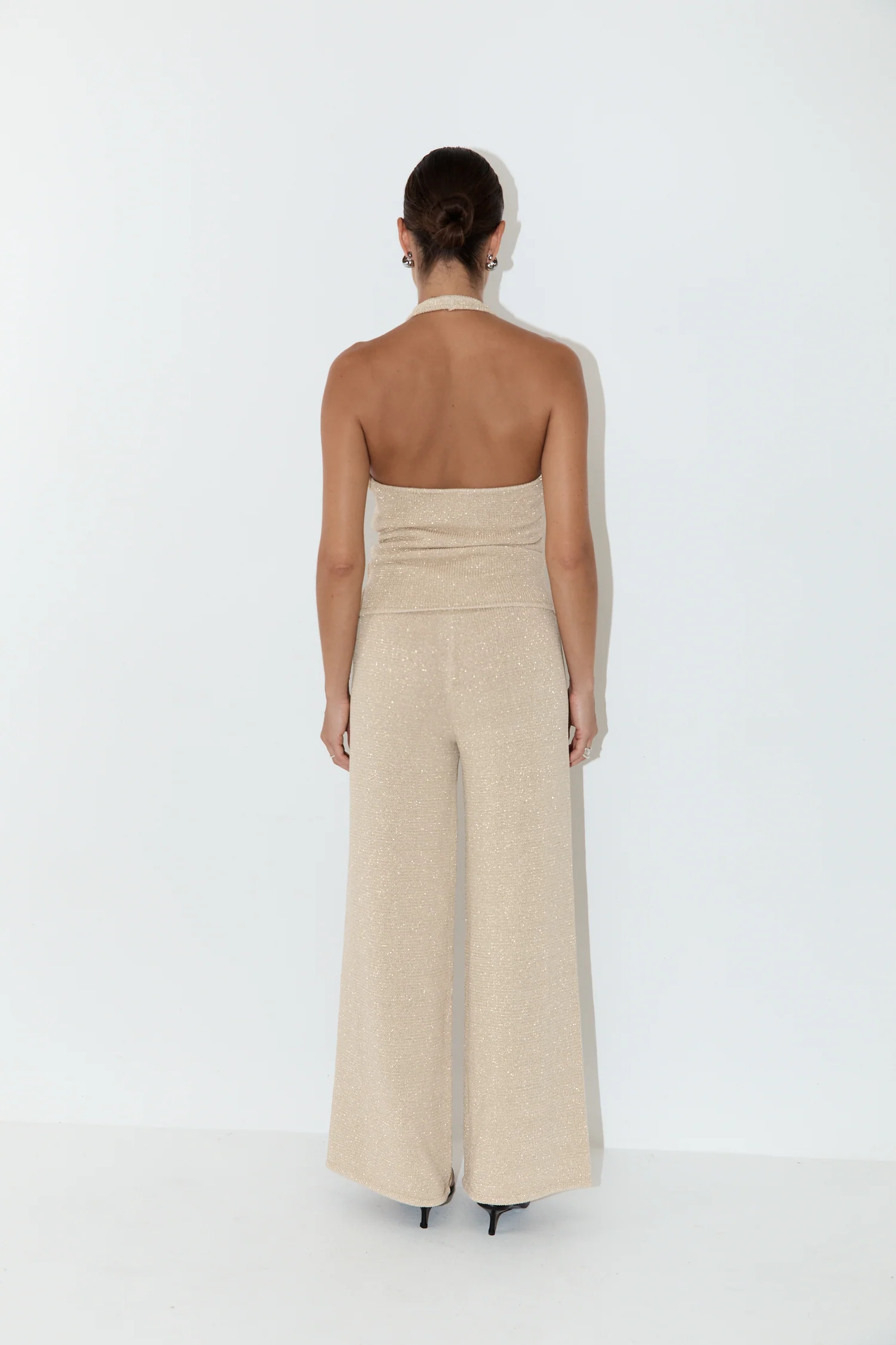 La Isla Lurex Knit Halter Top - Gold - Image 8