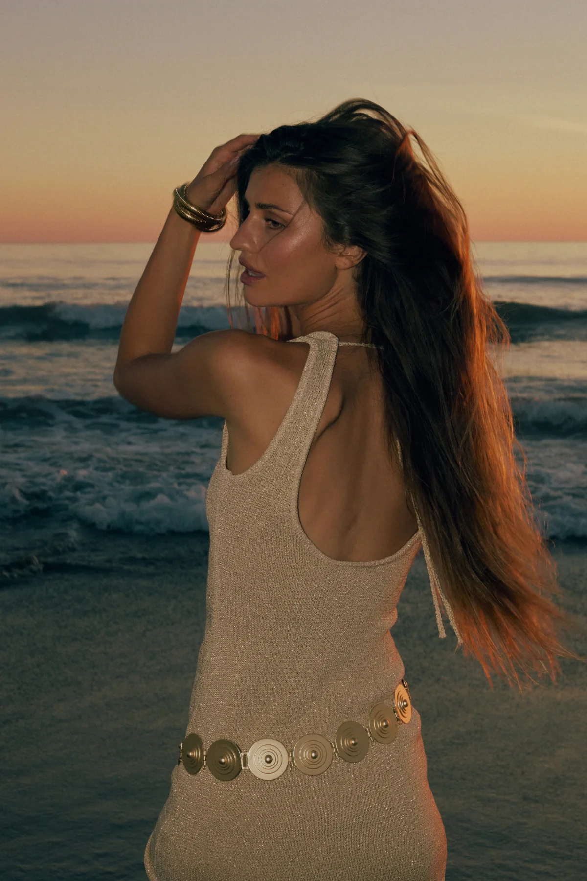 La Isla Lurex Knit Mini Dress - Gold - Image 5