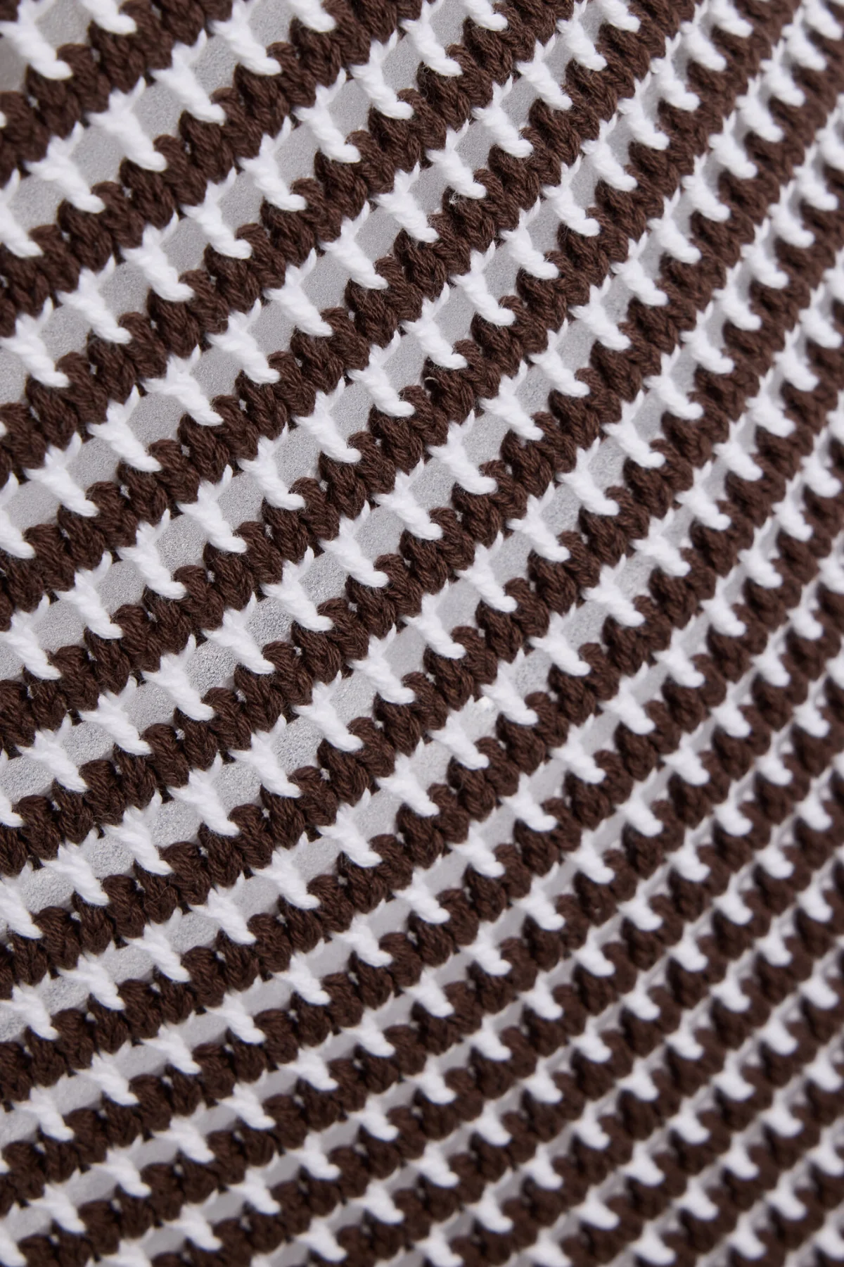 Lattice Knit One Shoulder Dress - Brown Stripe - Image 5