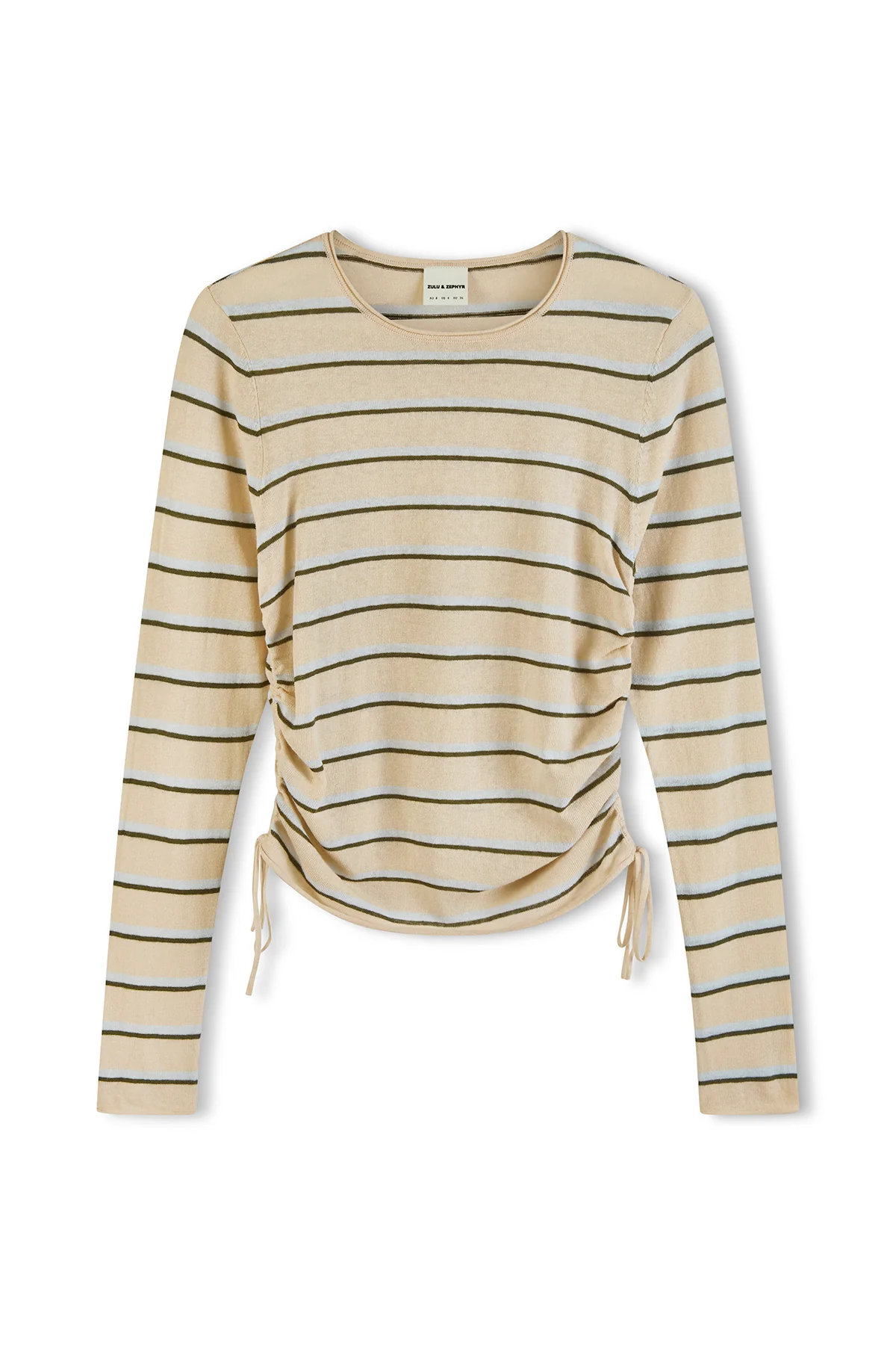 Linen Cotton Knit Top - Husk Stripe - Image 2