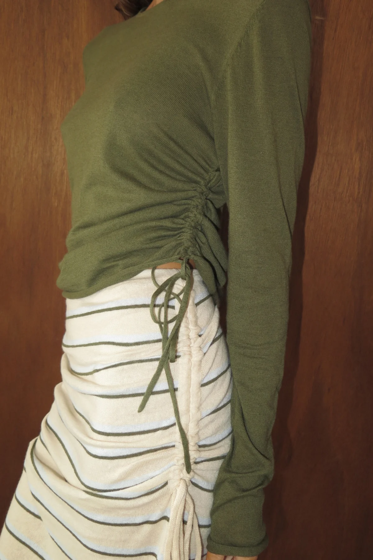 Linen Cotton Knit Top - Khaki - Image 4