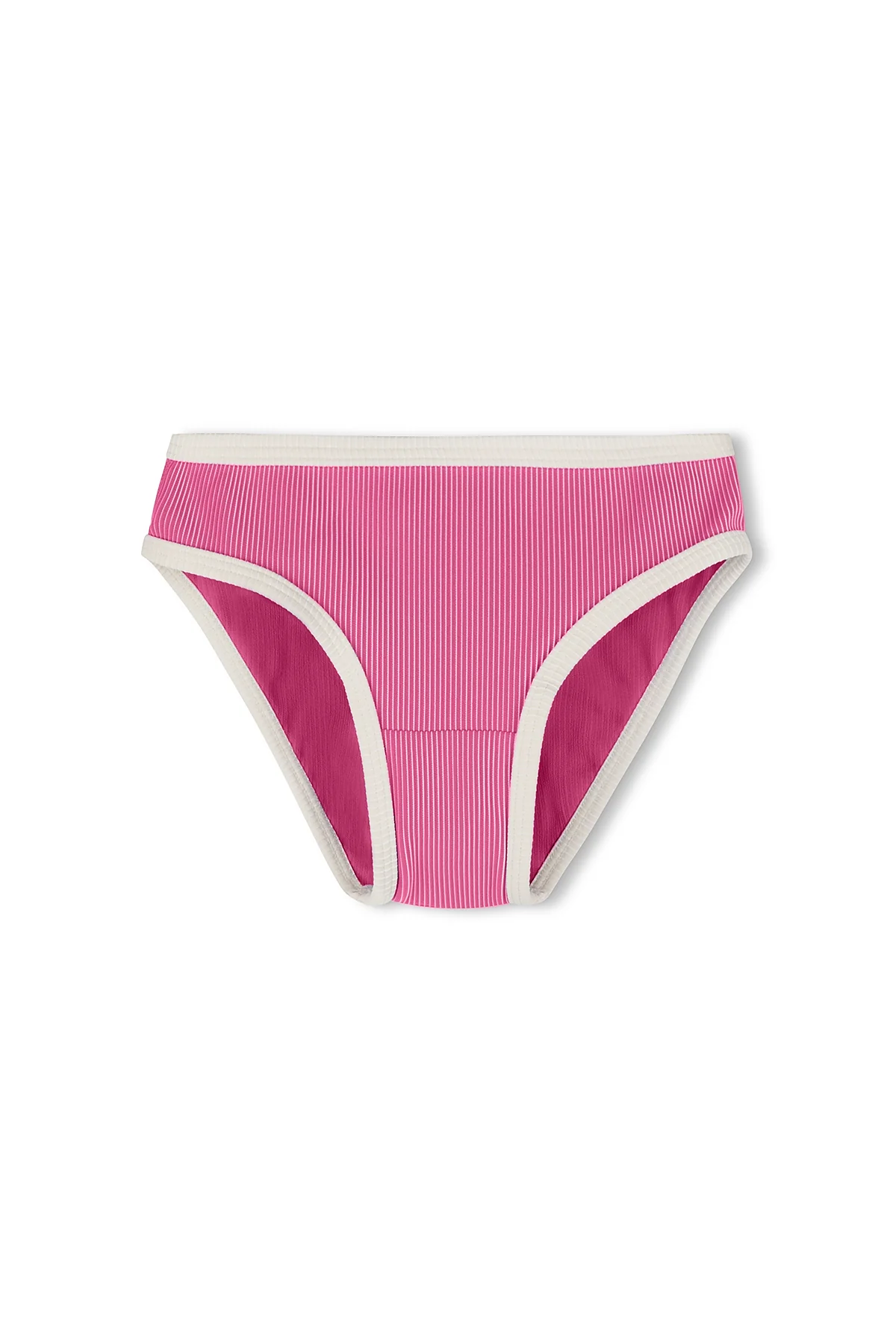 Mini Stripe Rib Bikini Bottom - Shell Pink