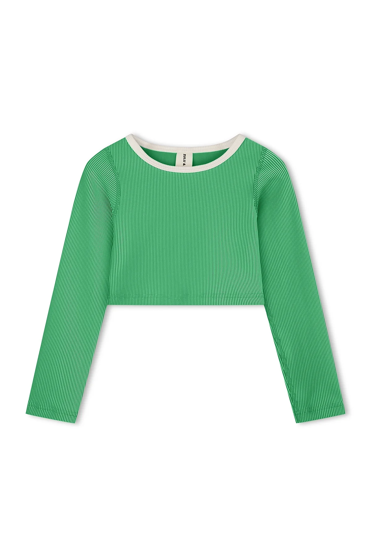 Mini Stripe Rib Crop Rashie - Parrot Green - Image 2