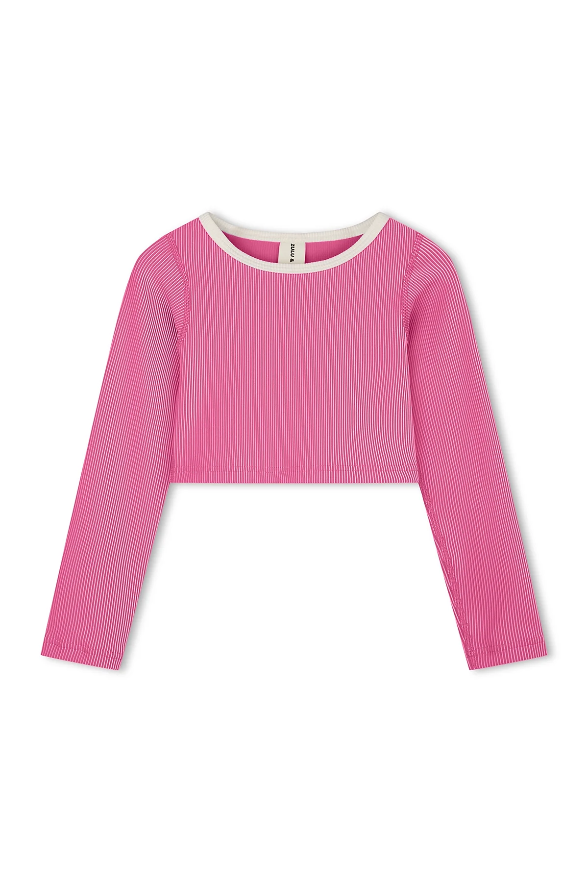 Mini Stripe Rib Crop Rashie - Shell Pink