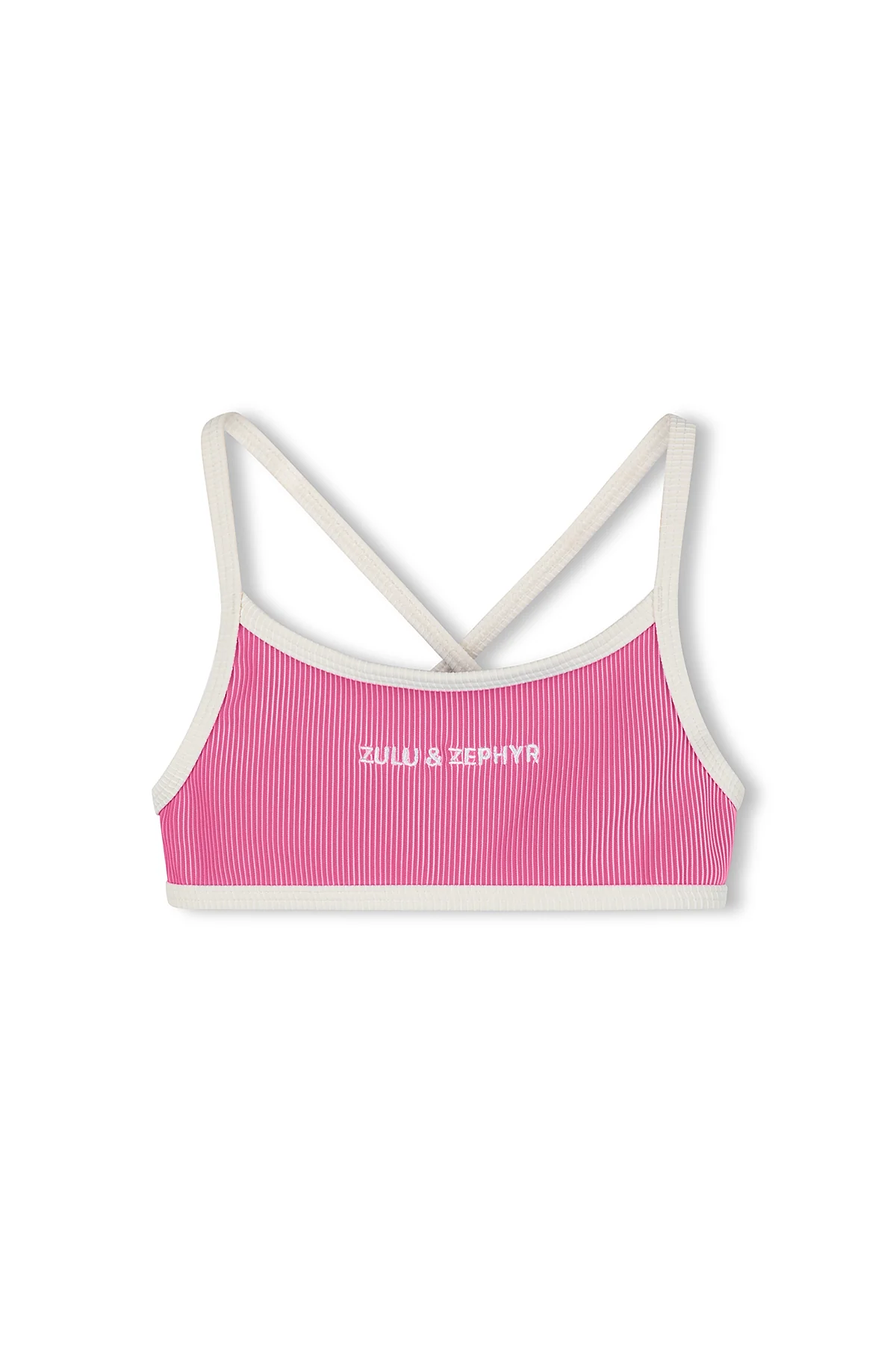 Mini Stripe Rib Logo Bikini Top - Shell Pink - Image 2