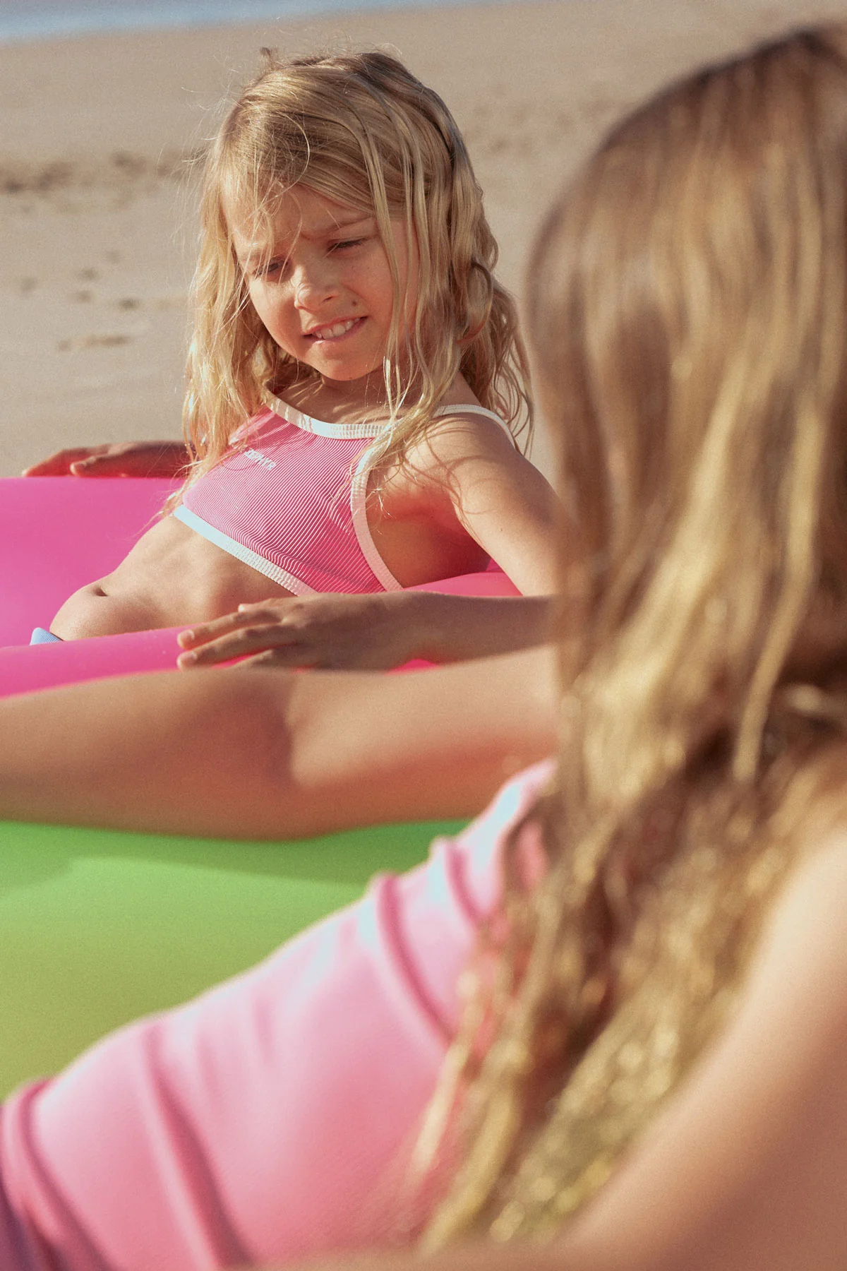 Mini Stripe Rib Logo Bikini Top - Shell Pink - Image 3