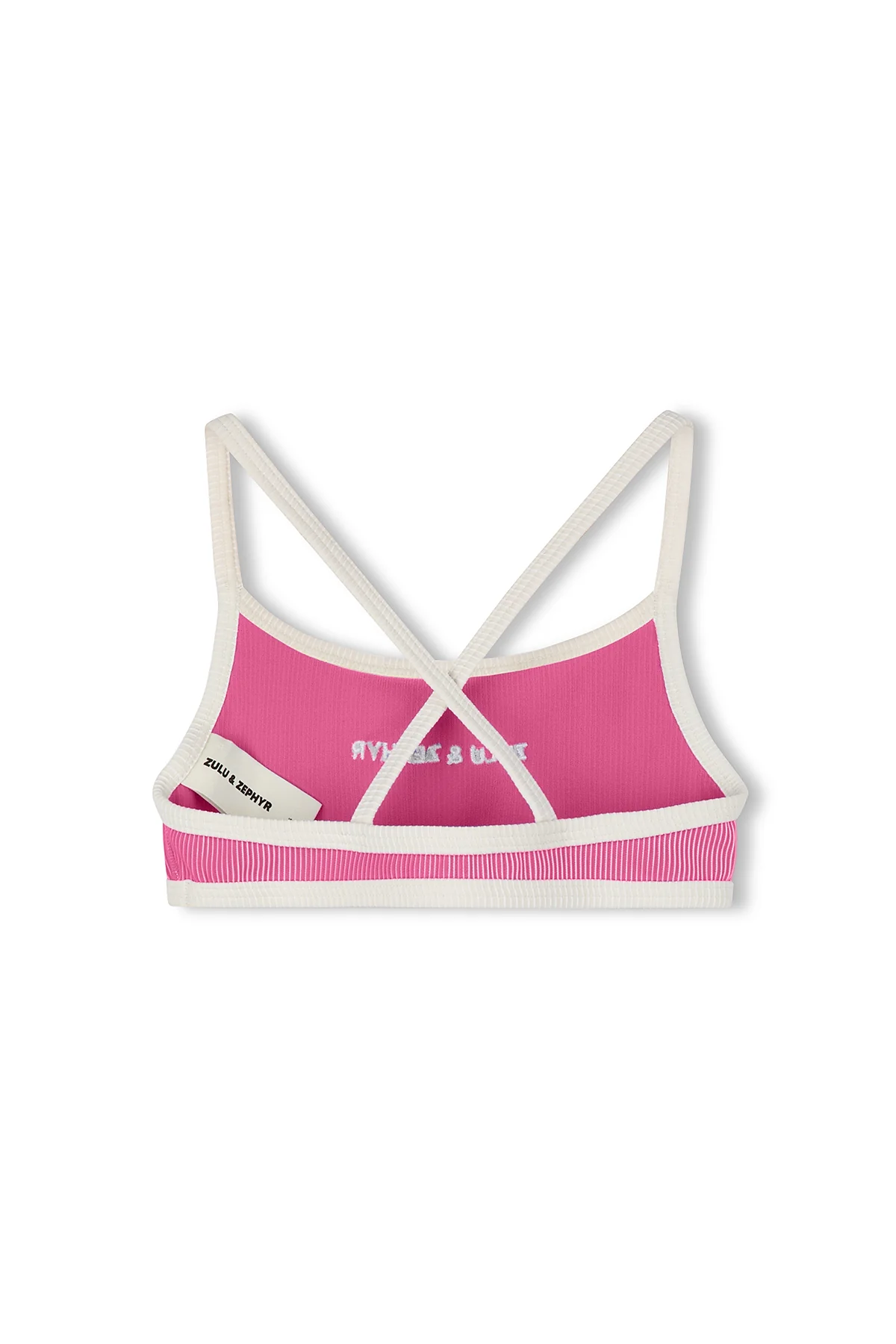 Mini Stripe Rib Logo Bikini Top - Shell Pink - Image 4
