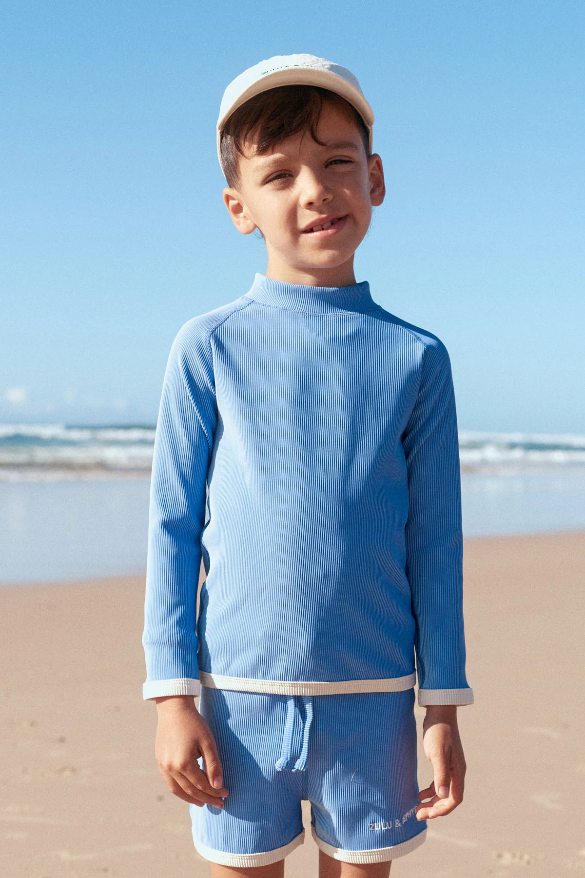 Mini Stripe Rib Rashie - Sky - Image 2
