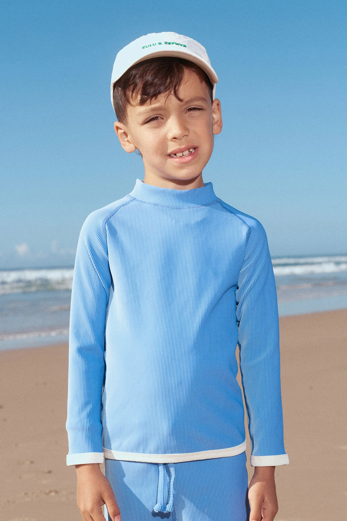 Mini Stripe Rib Rashie - Sky - Image 3