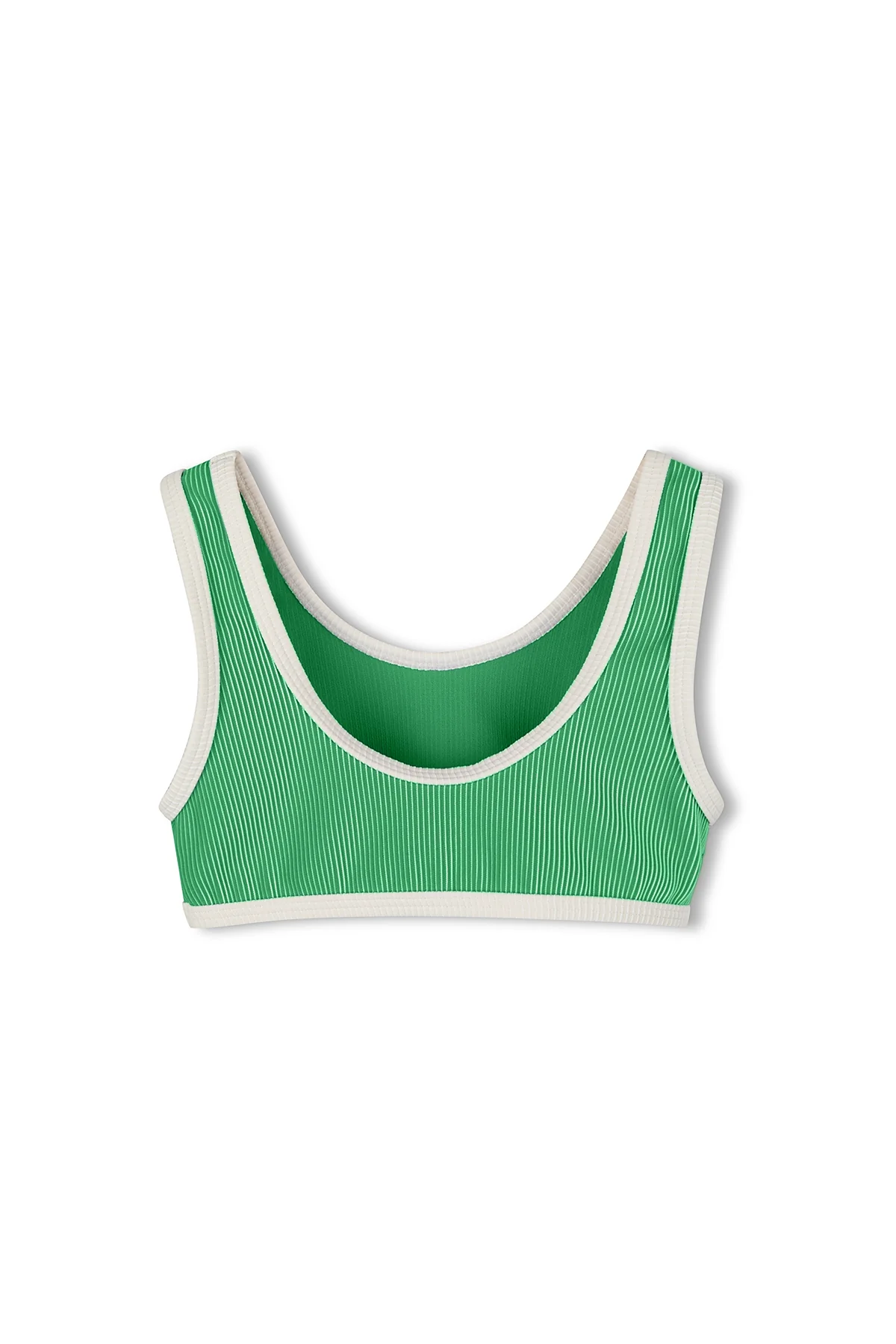 Mini Stripe Rib Scoop Bikini Top - Parrot Green - Image 5