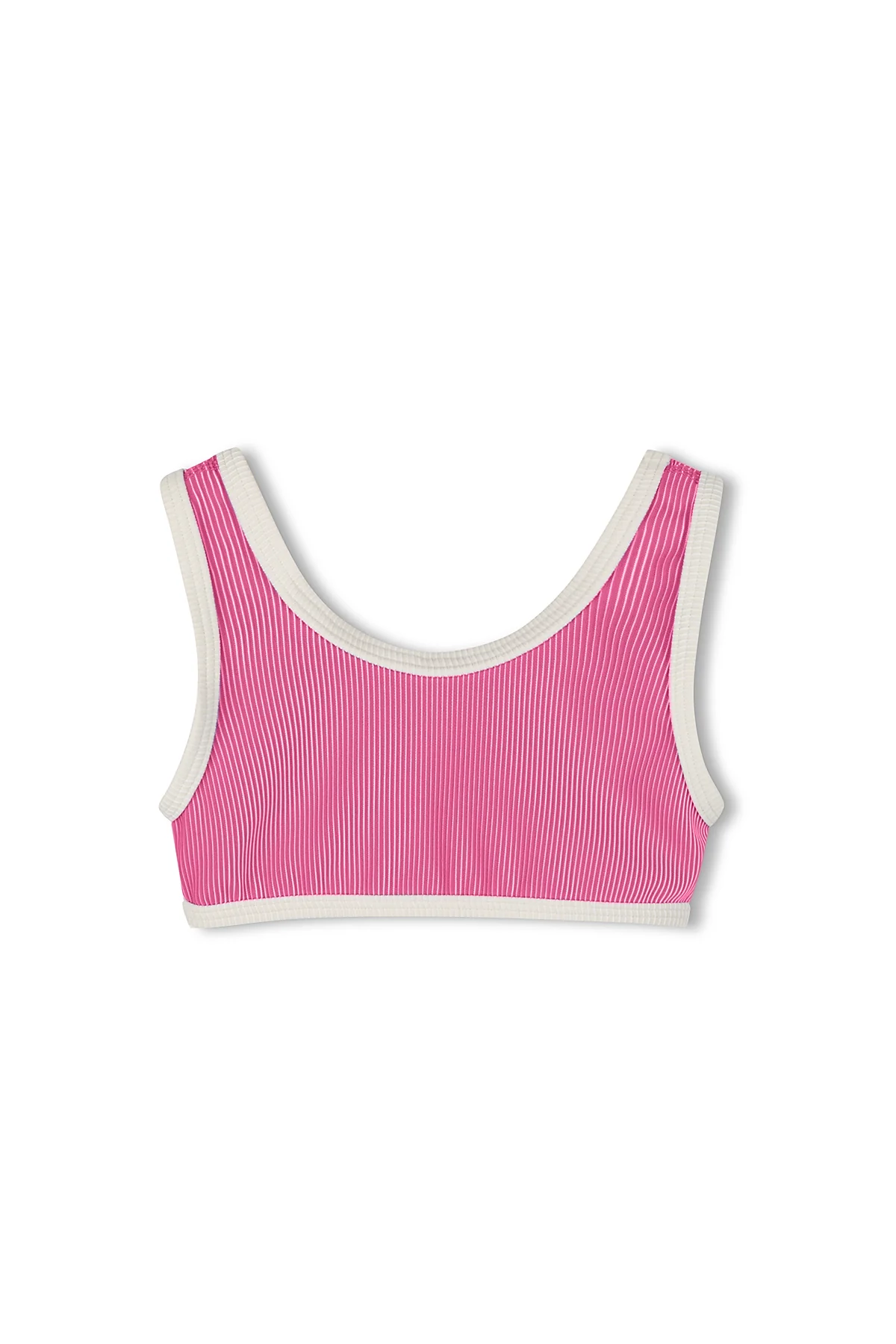Mini Stripe Rib Scoop Bikini Top - Shell Pink