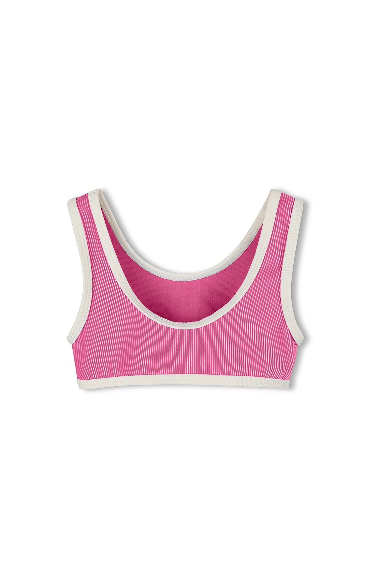 Mini Stripe Rib Scoop Bikini Top - Shell Pink - Image 2