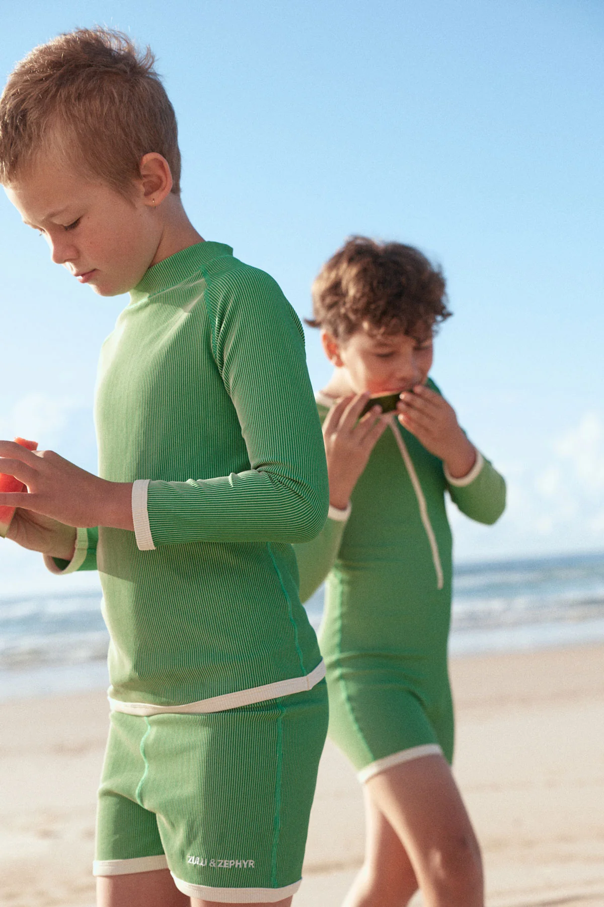 Mini Stripe Rib Surf Short - Parrot Green - Image 2