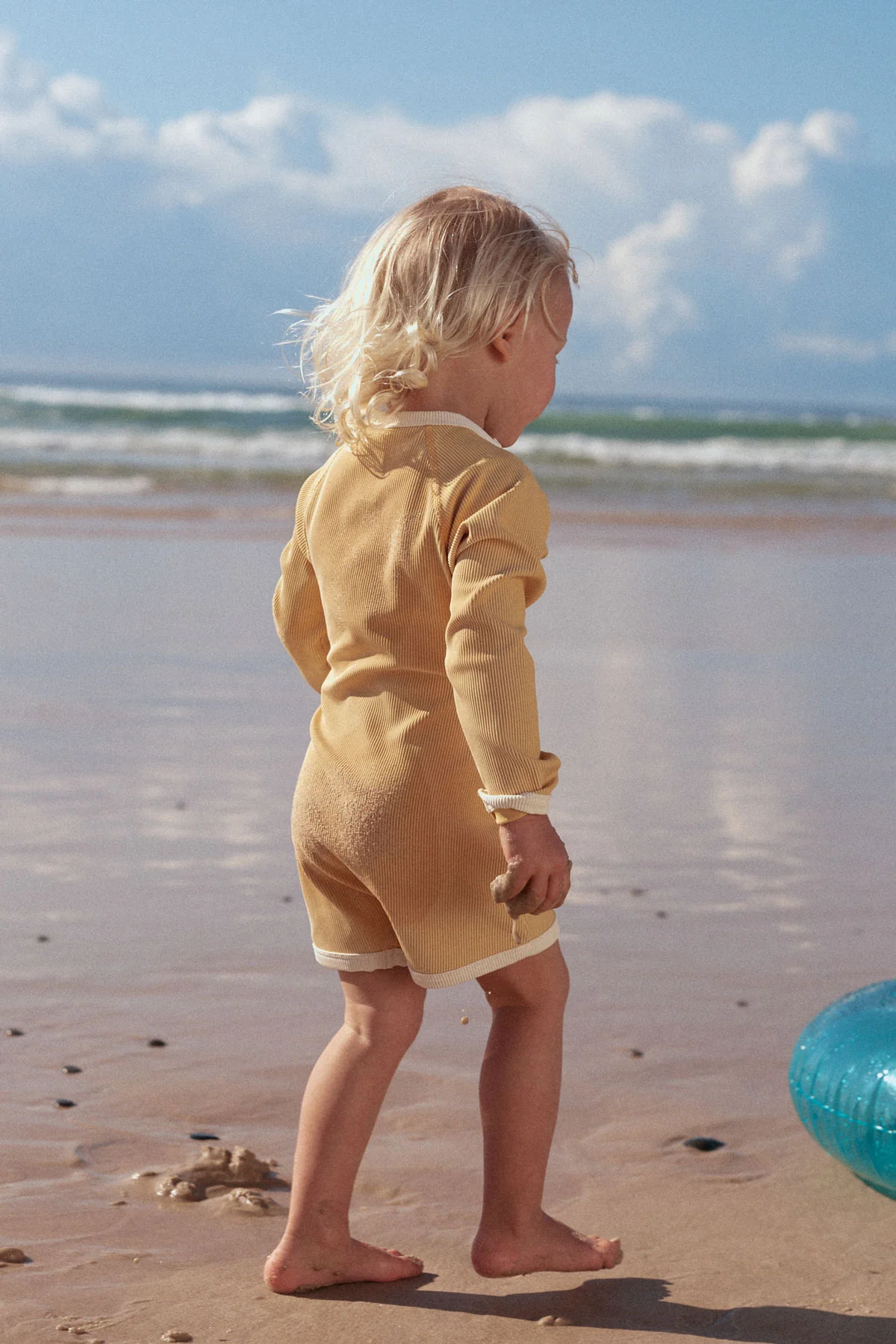 Mini Stripe Rib Surf Suit - Marigold - Image 4