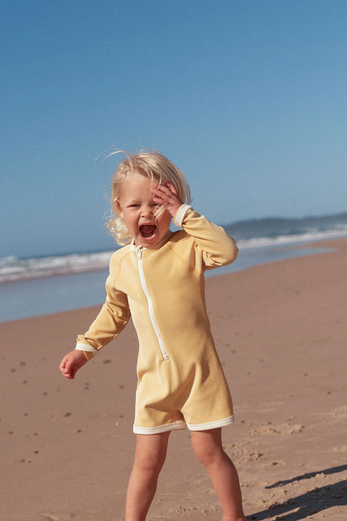 Mini Stripe Rib Surf Suit - Marigold - Image 5