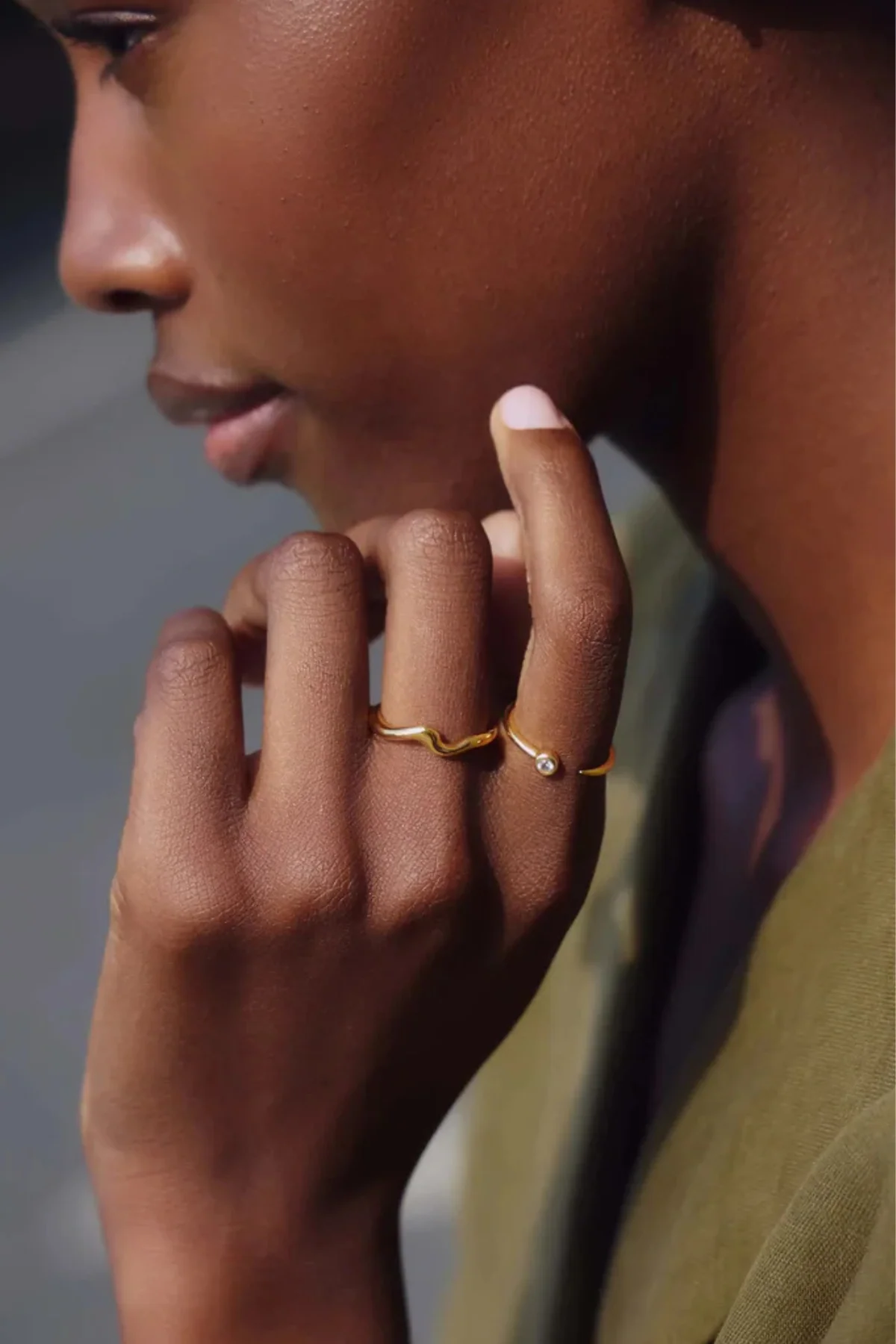 Molten Wave Stacking Ring - Gold - Image 3