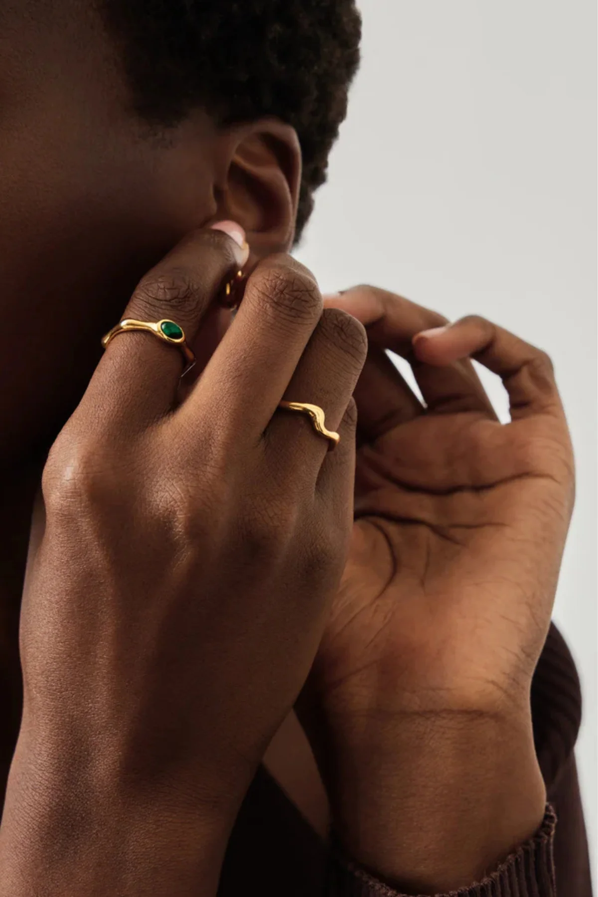 Molten Wave Stacking Ring - Gold - Image 4