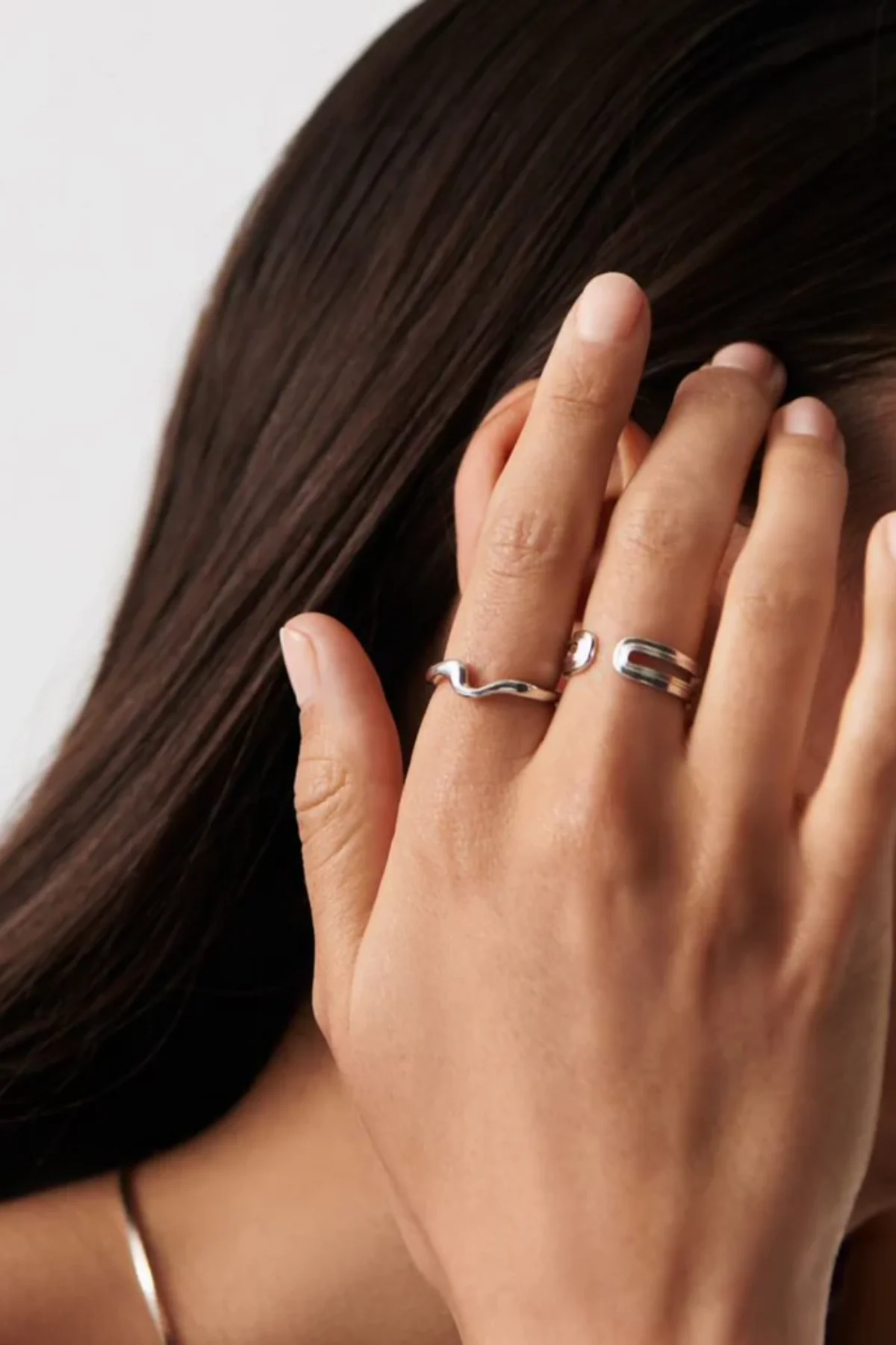 Molten Wave Stacking Ring - Silver - Image 3