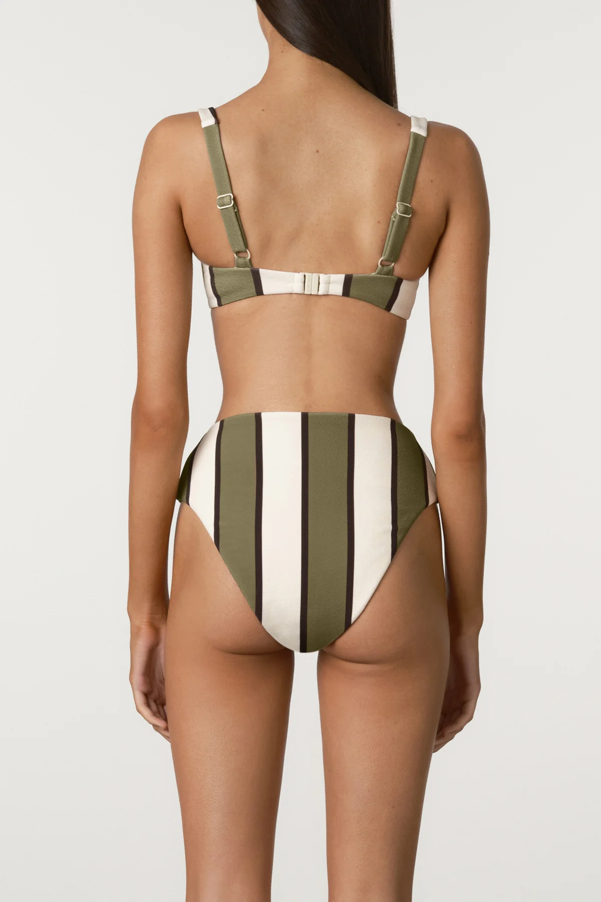 Olive Stripe Waisted Full Brief - Image 5